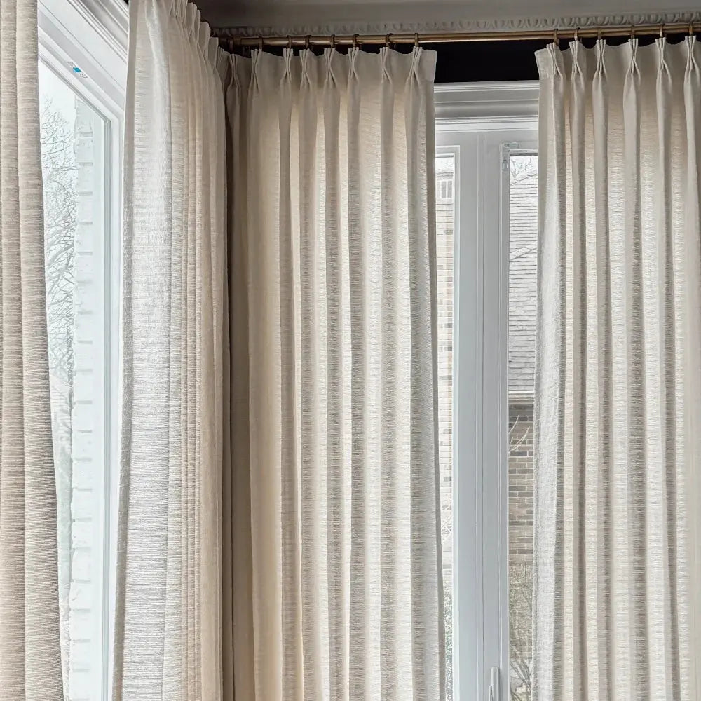 Lydia Jacquard Pleated Curtains for Living Room & Bedroom - Elegant Brick Pattern Blackout Drapes for Home Decor