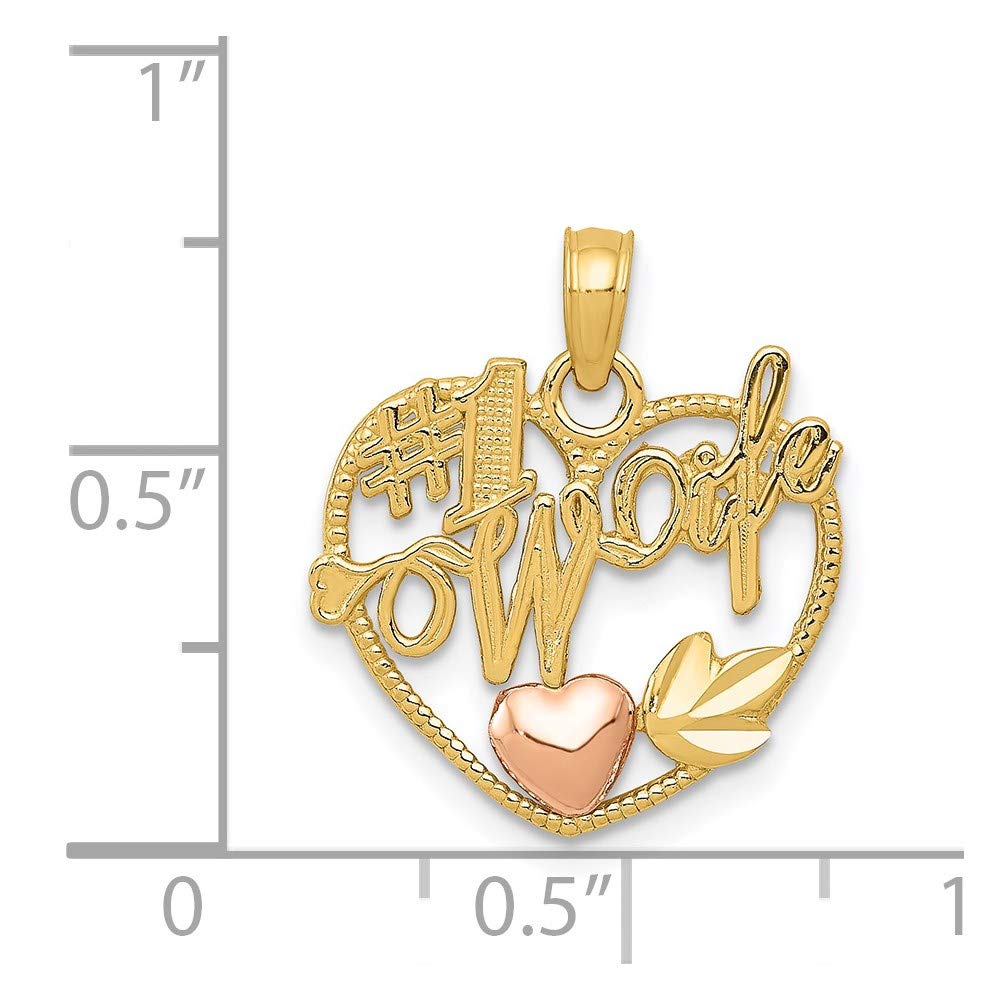 14k Two Tone Gold Black Bow Heart Pendant Necklace for Women - 16mm Romantic Gift for Wife, Anniversary, or Valentine's Day