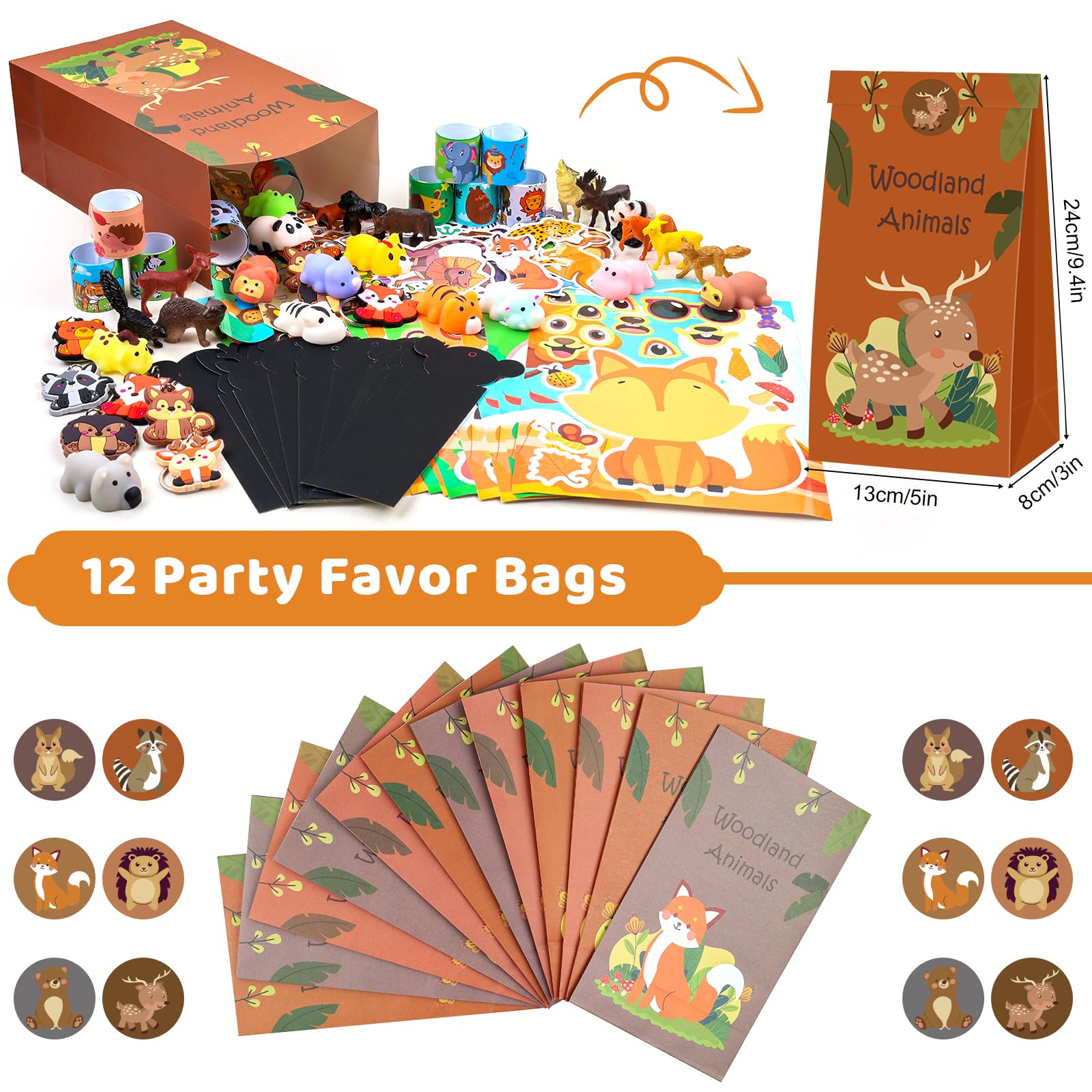 134 PCS Woodland Animal Party Favors - Wild Animals Themed Birthday Party Supplies for Kids, Baby Shower & Woodland Decorations | Goodie Bag Stuffers for Forest-Themed Parties, Classroom Rewards & Baby Shower Games
