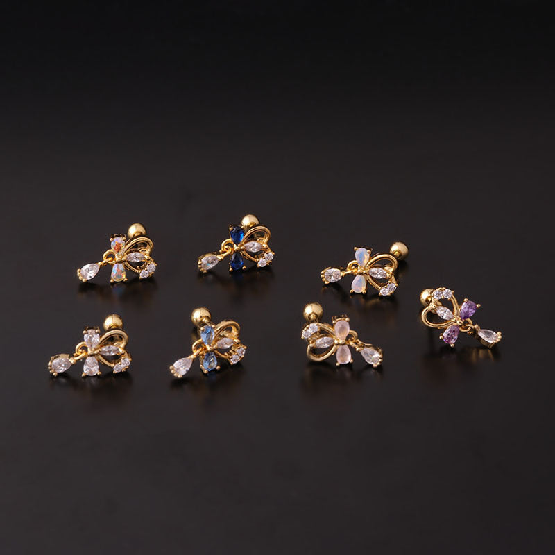 20G Cartilage Dangle Heart Stud Tragus Piercing Jewelry - Elegant Silver & Gold Earrings for Women | Perfect for Daily Wear, Parties & Gifts