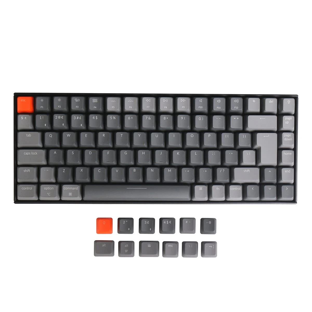 Keychron K2 V2 Wireless Mechanical Keyboard - 84 Key Compact Layout, Bluetooth/USB Wired, White LED Backlit, Gateron Brown Switches, Plastic Frame for Mac & Windows (ISO-UK Layout) - Perfect for Gaming, Office Work & Programming