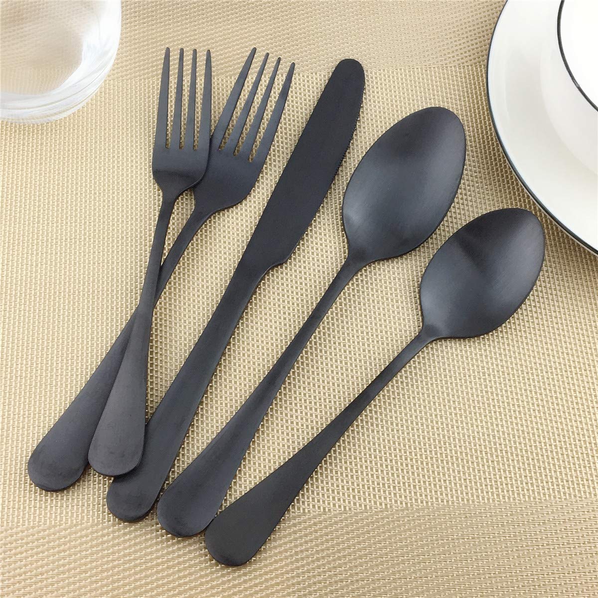 Puzhler Matte Black 8-Piece 304 Stainless Steel Salad Forks & Dessert Forks Set - Dishwasher Safe, 6.7 Inches - Perfect for Dinner Parties, Restaurants & Home Entertaining
