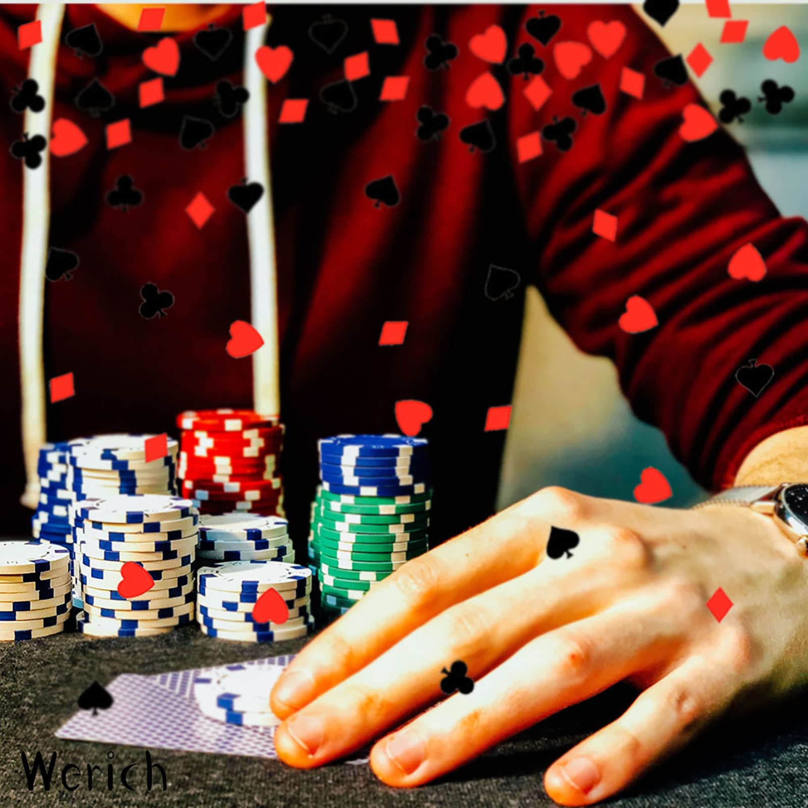 Werich Casino Poker Metallic Foil Confetti - 1000 Pieces for Night Club Parties, Casino Theme Events, Weddings, Birthdays, Baby Showers & Bridal Showers - Perfect for Table Scatter Decorations and Festival Party Supplies