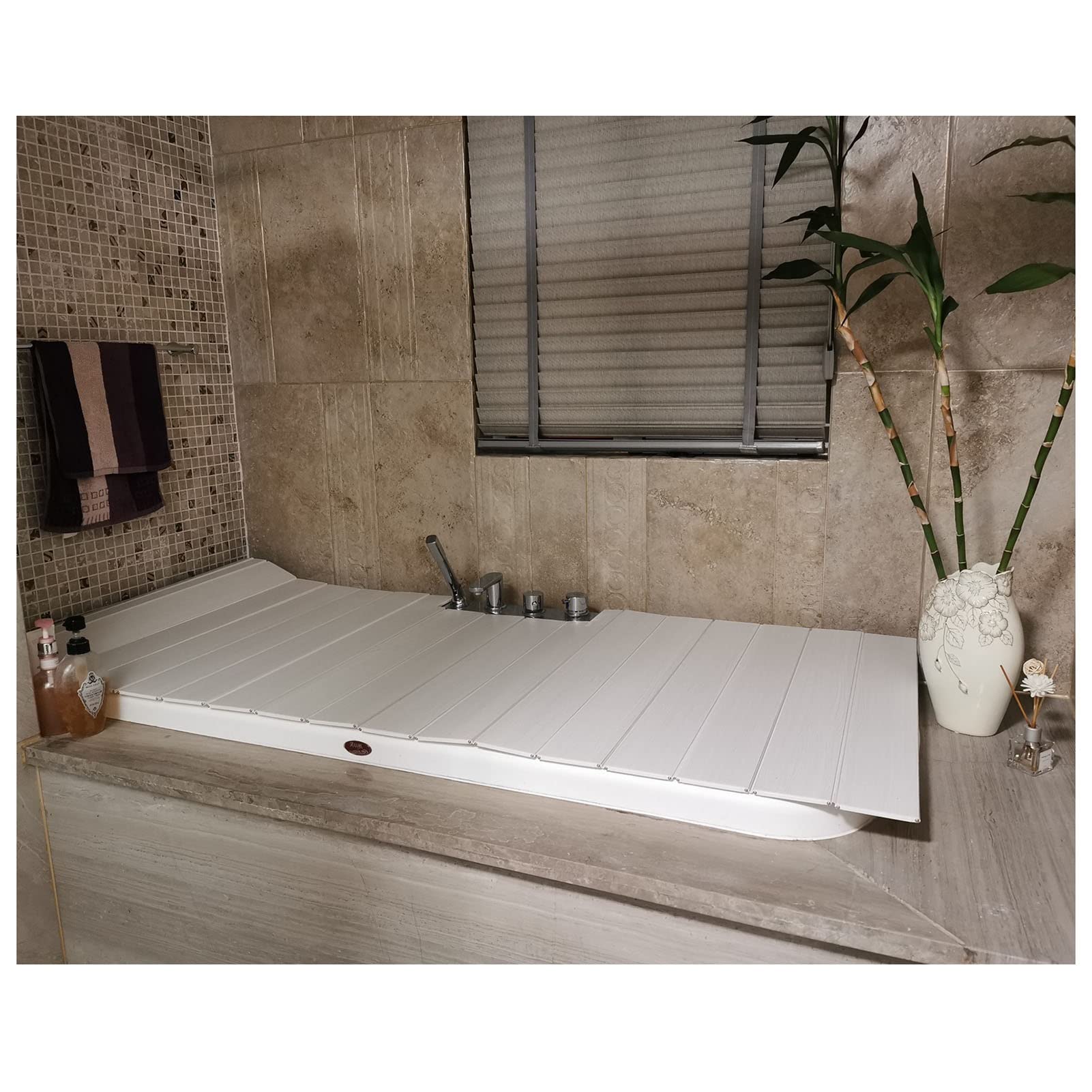 Premium 0.6CM Thick White PVC Folding Bathtub Cover - Insulated Dustproof Bath Shelf & Luxury Spa Tray for Reading, Relaxation (75x138x0.6cm) - Perfect for Bubble Baths, Wine Nights & Bathroom Organization