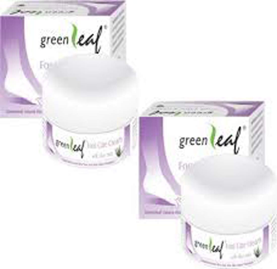 Green Leaf Foot Care Cream 50g x 2 Pack - Moisturizing & Healing Foot Balm for Dry Cracked Heels - Perfect for Pedicures, Night Foot Treatment & Daily Foot Care Routine