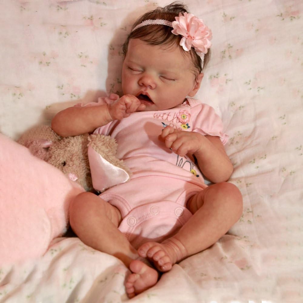 Angelbaby 18 Inch Realistic Reborn Baby Doll - Lifelike Silicone Full Body Newborn Girl Sleeping Doll, Hand Painted & Waterproof - Perfect Toddler Gift for Pretend Play, Nursery Decor & Collectors