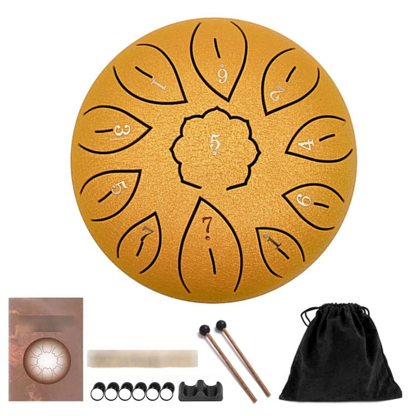 6 Inch 11 Tune Steel Tongue Drum & 8 Tune Hand Pan Drum Set with Drumsticks, Finger Cots & Carry Bag - Percussion Instrument for Meditation, Music Therapy & Relaxation (Color: J)