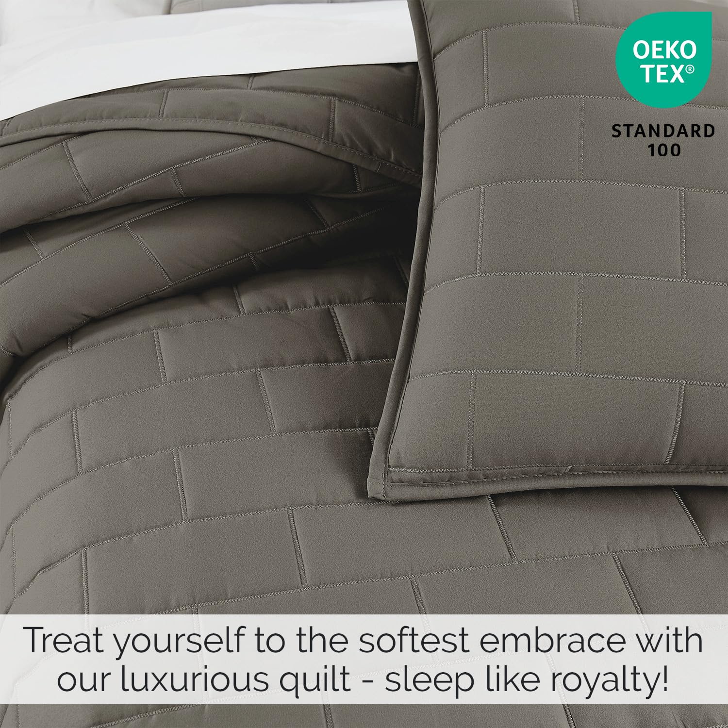 Southshore Fine Living 6-Piece Twin Daybed Comforter Set with Cover, 3 Pillow Shams, Bed Skirt & Throw Pillow - Brickyard Dark Taupe Quilt Set for Guest Room, Dorm or Small Space Bedding