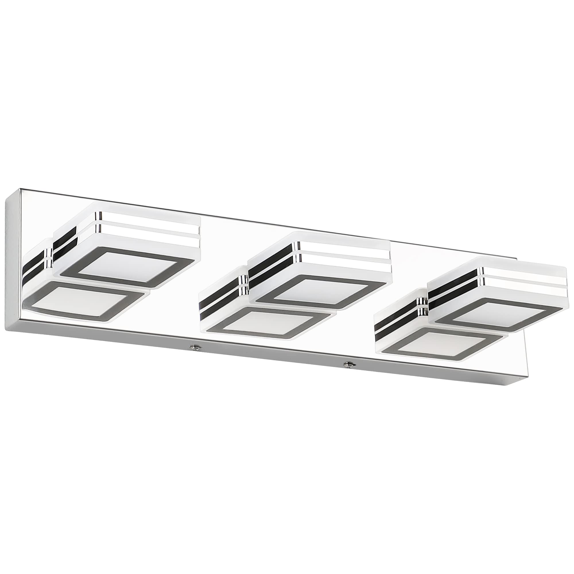Modern Chrome LED Bathroom Vanity Lights - 3 Light Mirror Fixture for Bathroom & Makeup Area