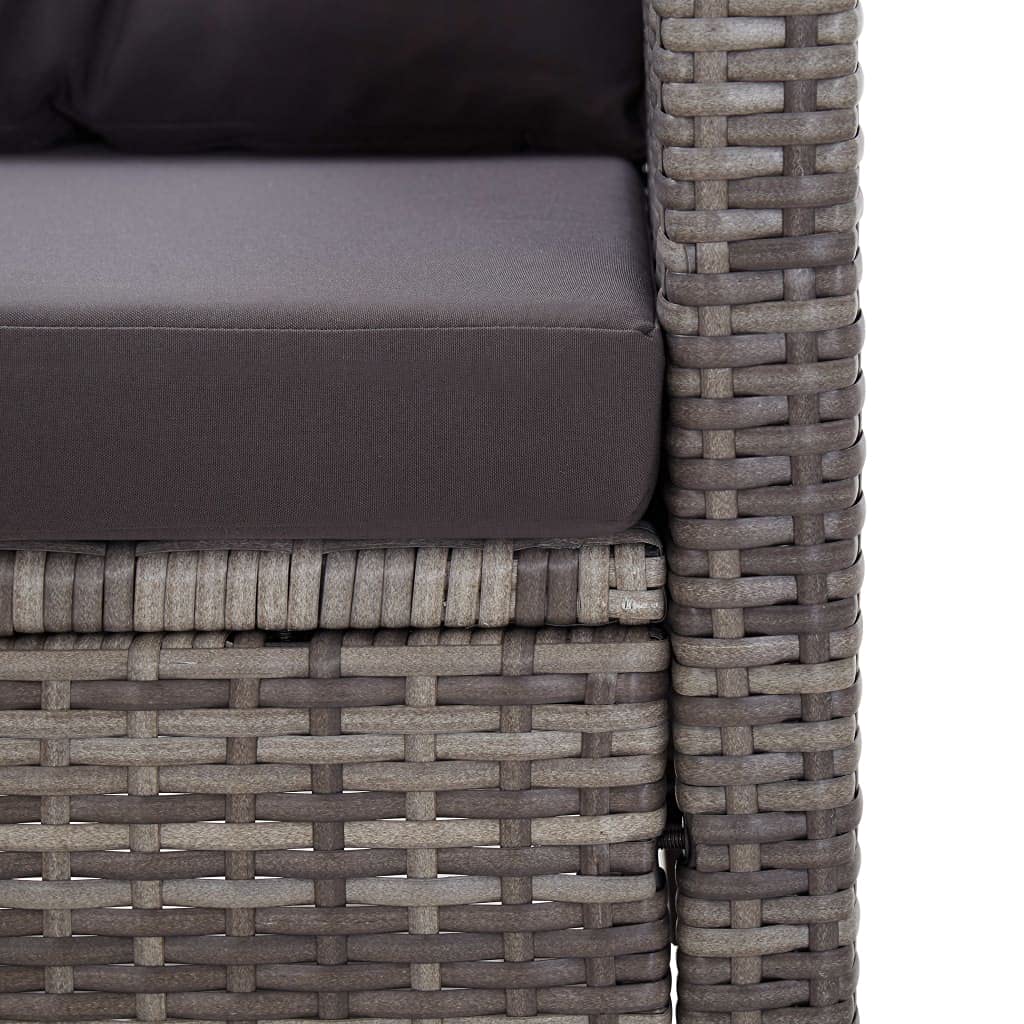 2-Seater Patio Sofa with Cushions - Outdoor Garden Furniture for Balcony, Backyard & Lounge - Gray Poly Rattan Sofa Chair - Perfect for Relaxing, Entertaining & Sunbathing