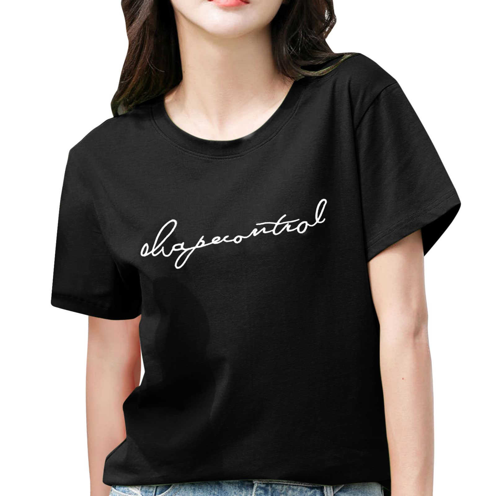 Women's Summer Casual Letter Print Round Neck Short Sleeve Blouse - Breathable Daily Shirts for Beach, Vacation & Outdoor Activities