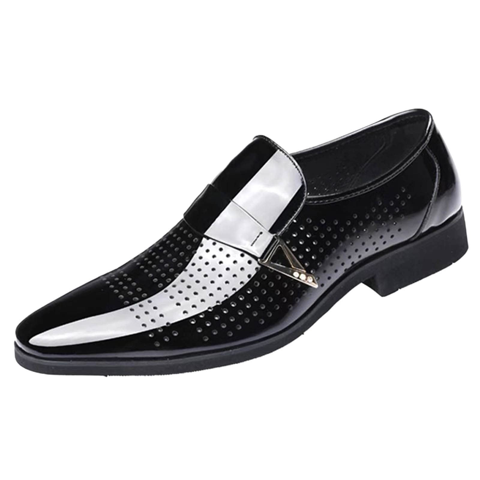Classic Men's Leather Shoes with Metal Buckle - Stylish Casual Dress Shoes for Business, Office & Everyday Wear