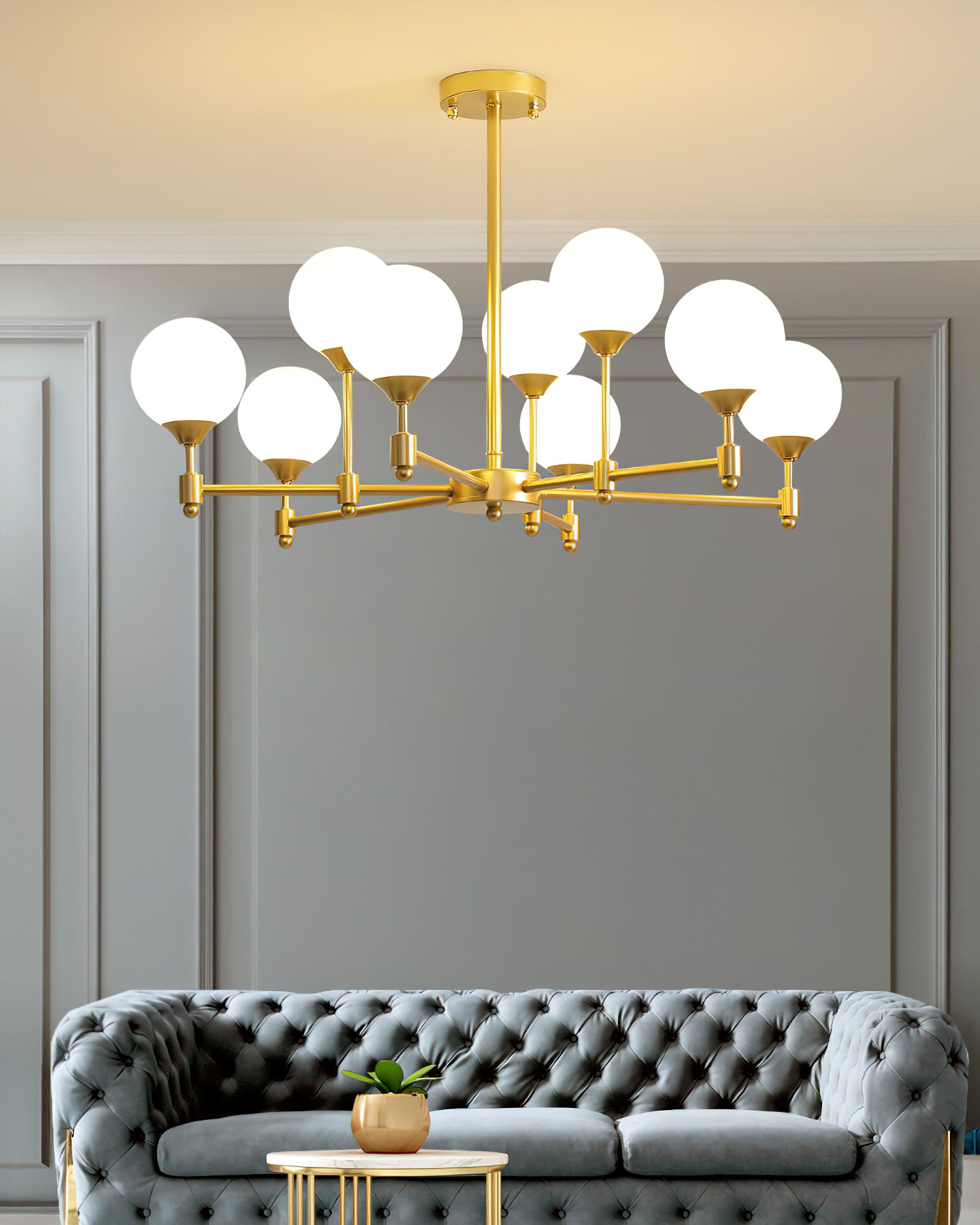 Alessio Globe Chandelier - Modern Crystal Glass Ceiling Light Fixture for Dining Room, Living Room, Bedroom | Elegant Home Decor Lighting for Weddings & Interior Design