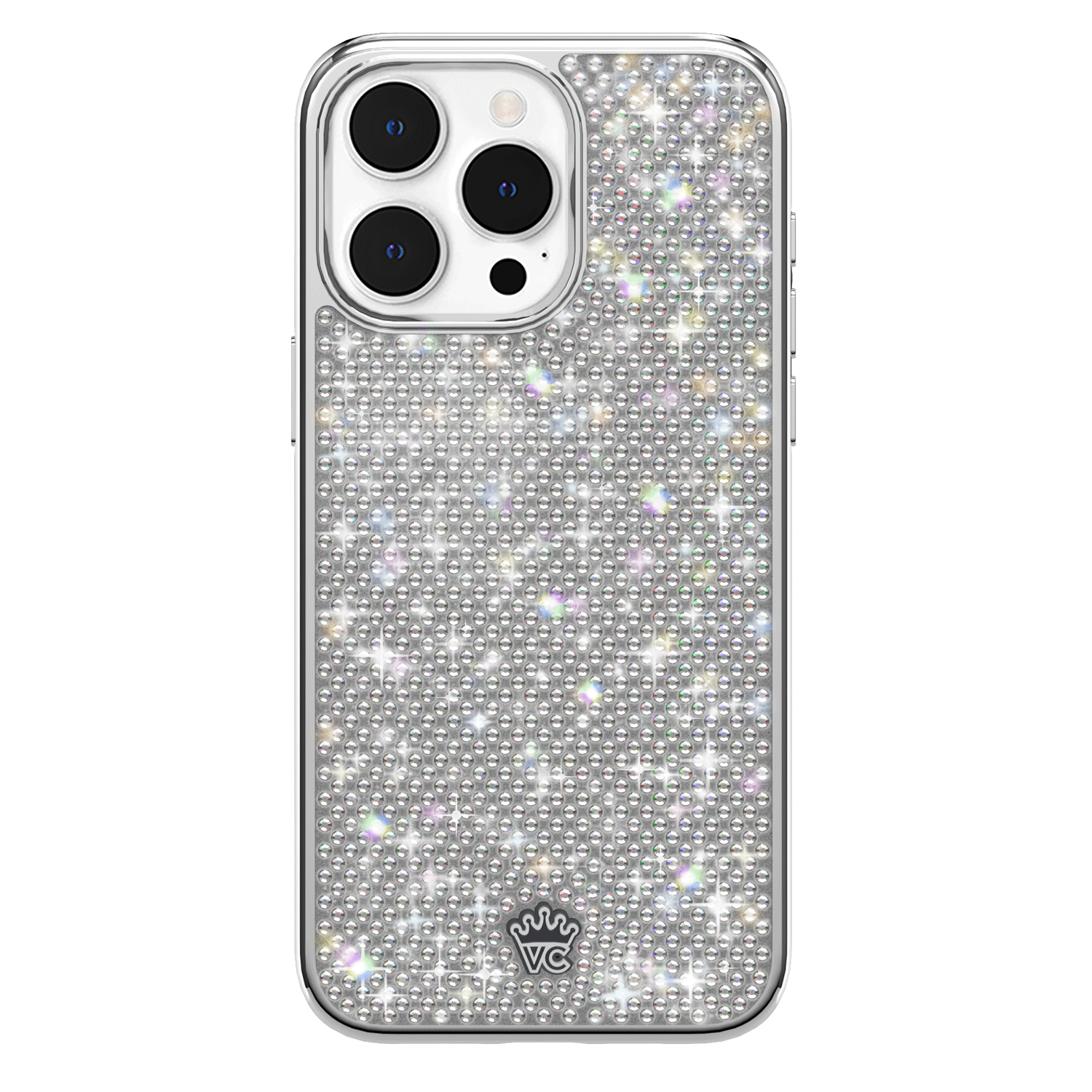 Luxury Chrome Caviar Crystals iPhone Case - Elegant Protective Cover for iPhone 13/14/15 Pro Max - Sparkling Rhinestone Design for Women & Girls - Perfect for Parties, Weddings & Special Occasions