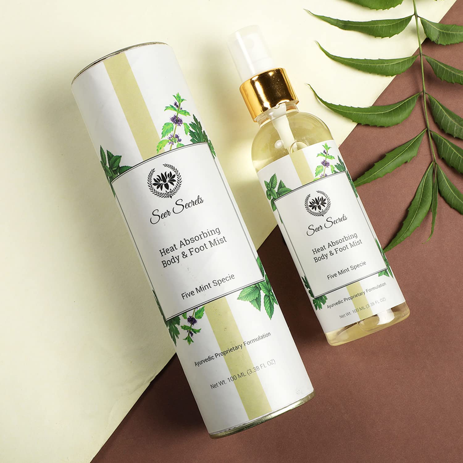 Seer Secrets Five Mint Cooling Body & Foot Mist Spray – 100ml Refreshing Liquid Air Conditioner for Men & Women | Perfect for Gym, Travel & Hot Weather Relief