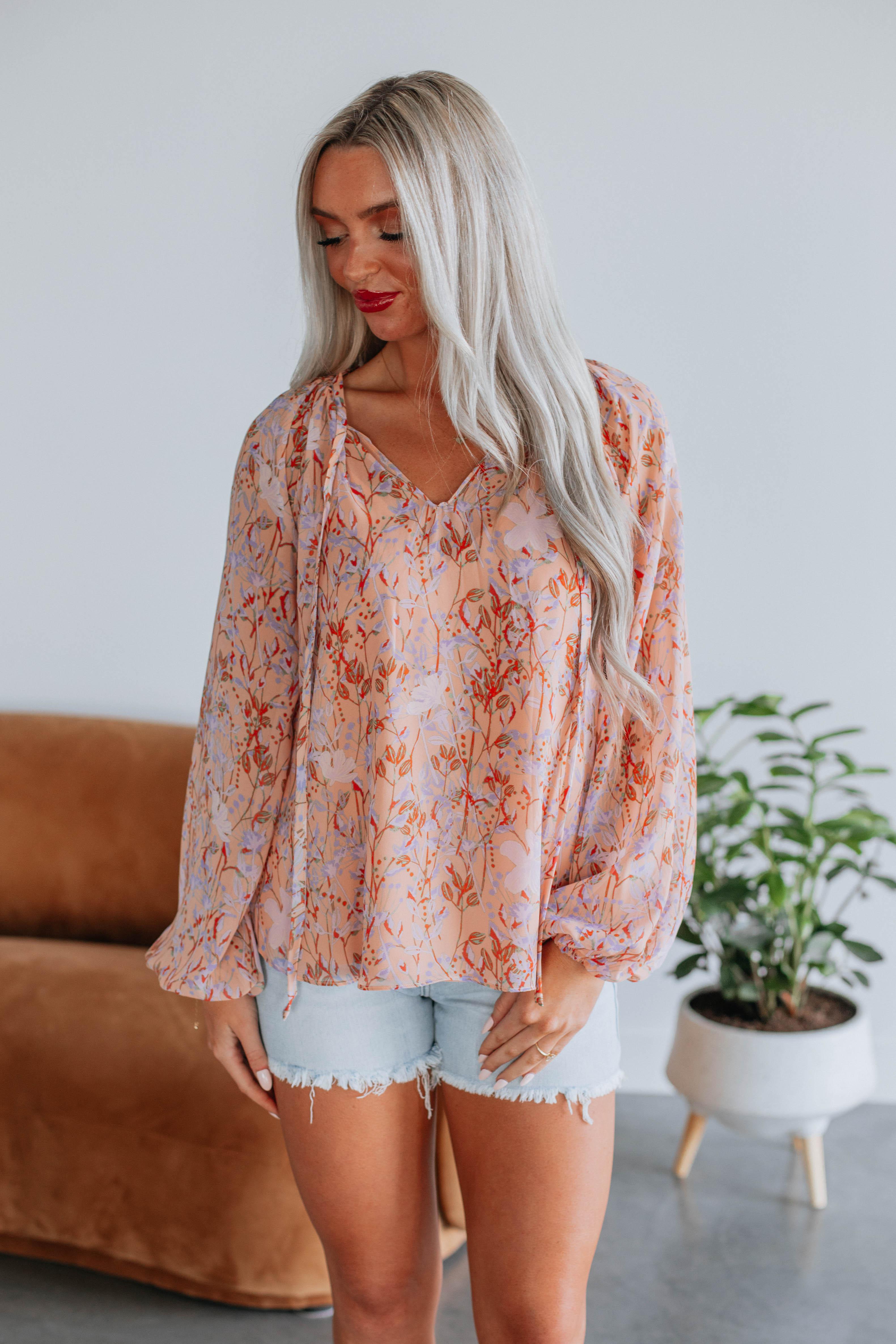 Breslin Floral Print Women's Blouse - Elegant Flowy Tops for Spring Summer, Office Wear & Casual Outfits