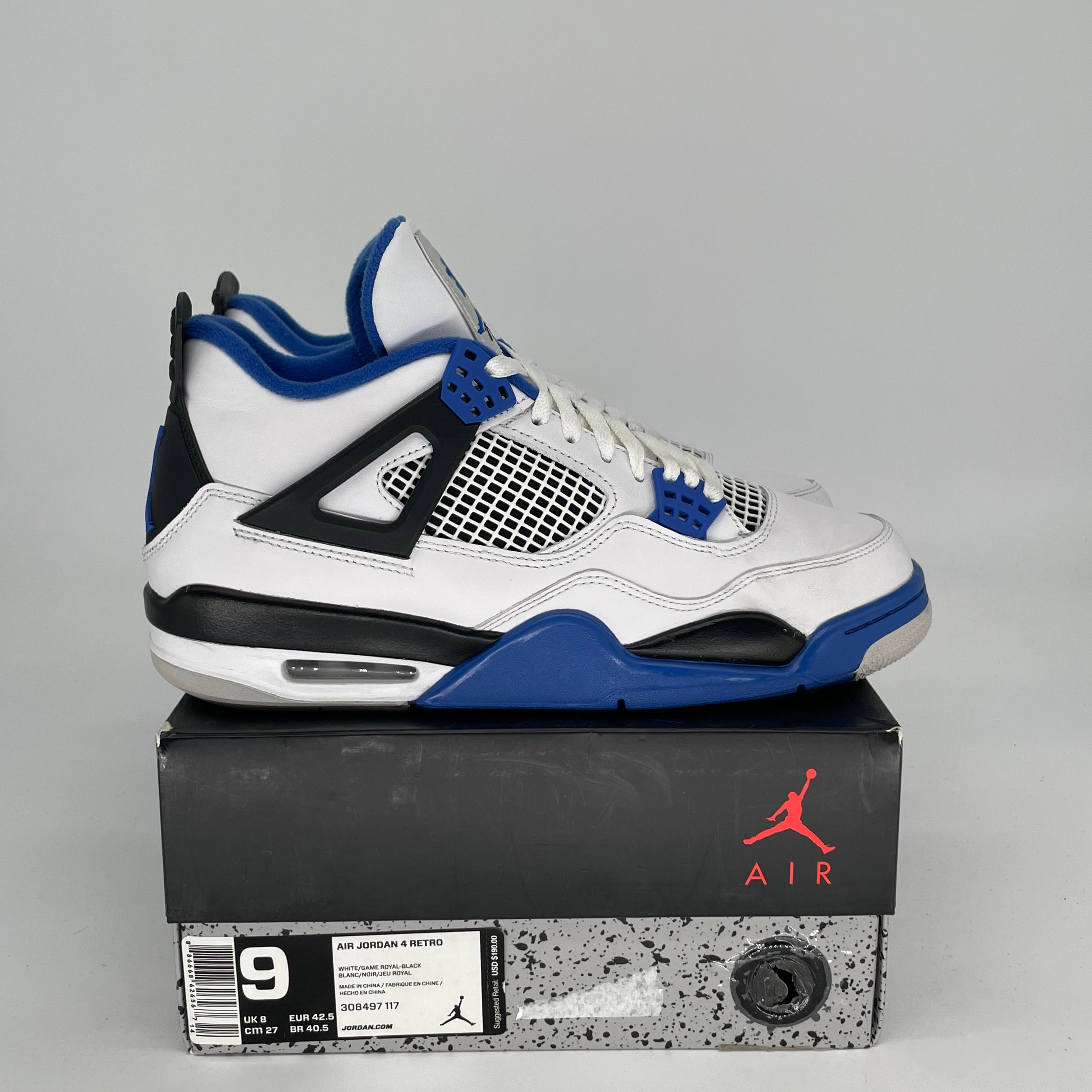 Original Title: AIR JORDAN 4 MOTORSPORTS SIZE 9/10.5W 308497 117   Optimized Title: **Air Jordan 4 Retro Motorsports - Men's/Women's Size 9/10.5W (Style Code 308497-117) - Perfect for Sneaker Collectors & Basketball Enthusiasts**