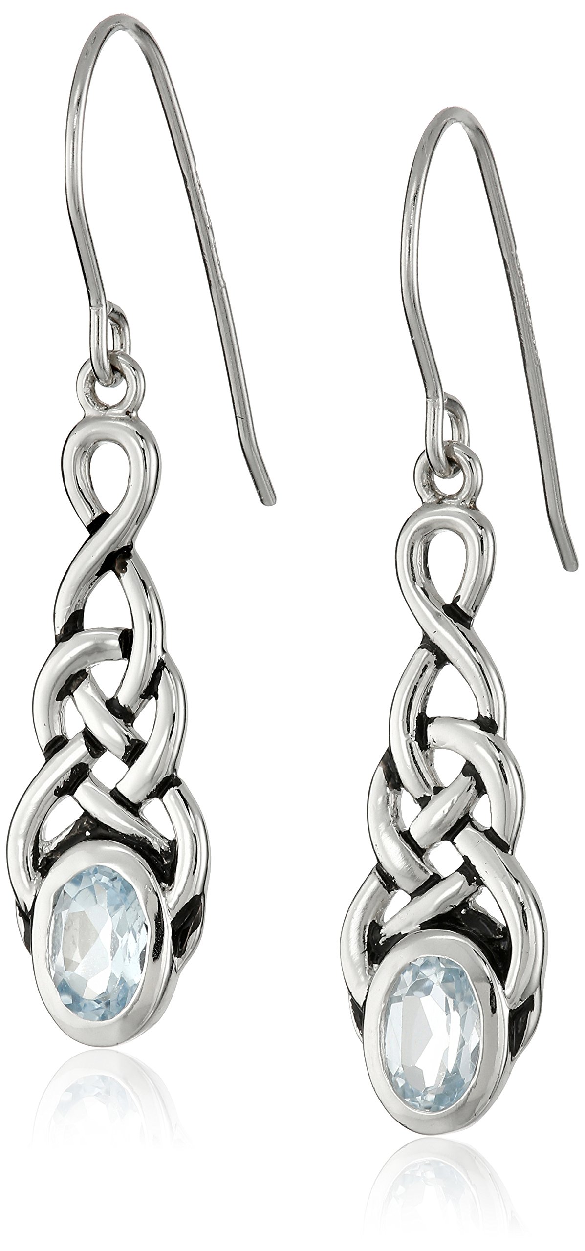 Amazon Essentials Sterling Silver Celtic Knot Gemstone Drop Earrings for Women | Elegant Dangle Jewelry for Parties, Weddings & Everyday Wear