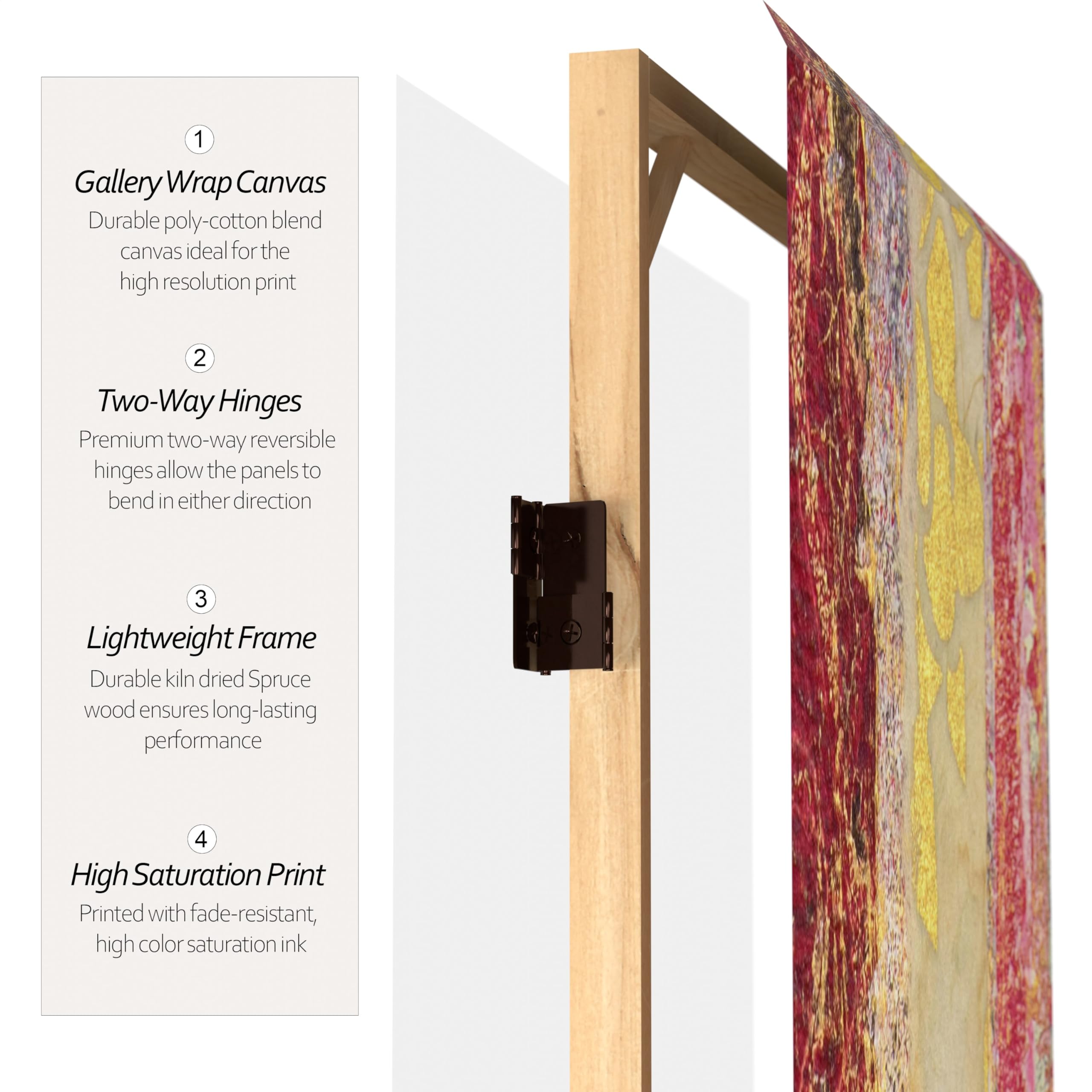 6 ft. Tall Red Lantern Tranquil Ripples Canvas Room Divider - Asian Inspired Fire Dancer Design for Home Decor, Office Partition & Meditation Space