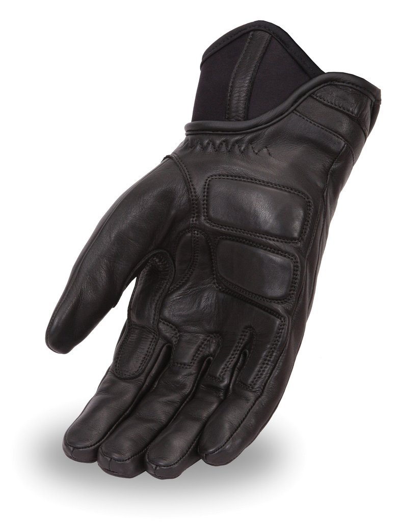 First Mfg Co - Shadow - Men's Motorcycle Biker Riding Black Leather Gloves for Harley, Cruiser & Street Bikes - Durable & Comfortable for Long Rides & Daily Commuting