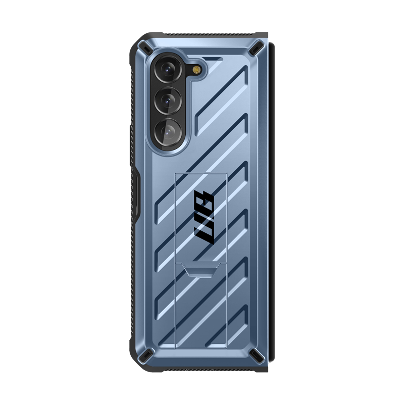 Samsung Galaxy Z Fold5 Case with Kickstand & Screen Protector - Unicorn Beetle Series, Metallic Blue | Perfect for Work, Travel & Daily Protection
