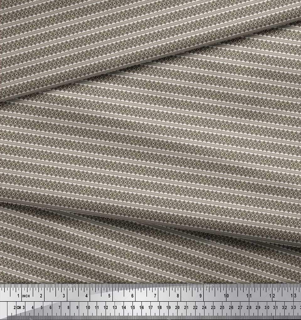 Soimoi 100% Cotton Voile Fabric - Striped & Geometric Print Shirting Fabric by The Yard, 42