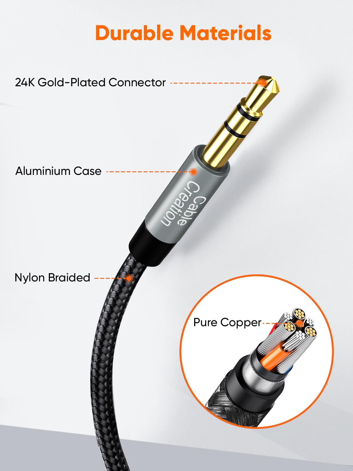 CableCreation 10FT 3.5mm Aux Cable Male to Male - Hi-Fi Audio Auxiliary Cord with TRS 1/8