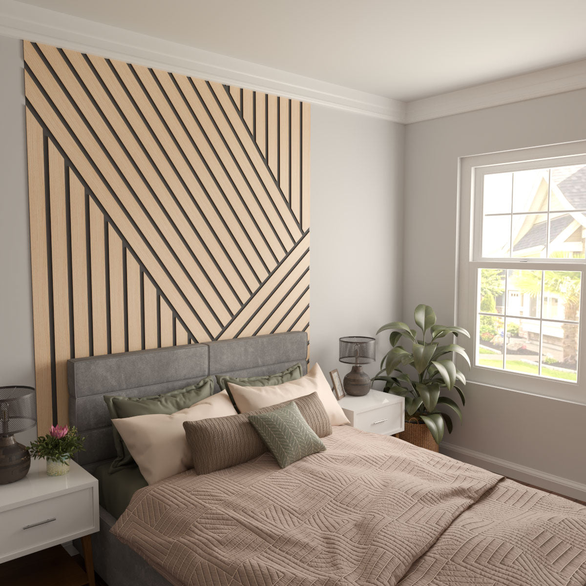 Adjustable Wood Slat Wall Kit - Modern DIY Room Divider & Decorative Panel for Home & Office - Perfect for Living Room, Bedroom, or Workspace Partitions