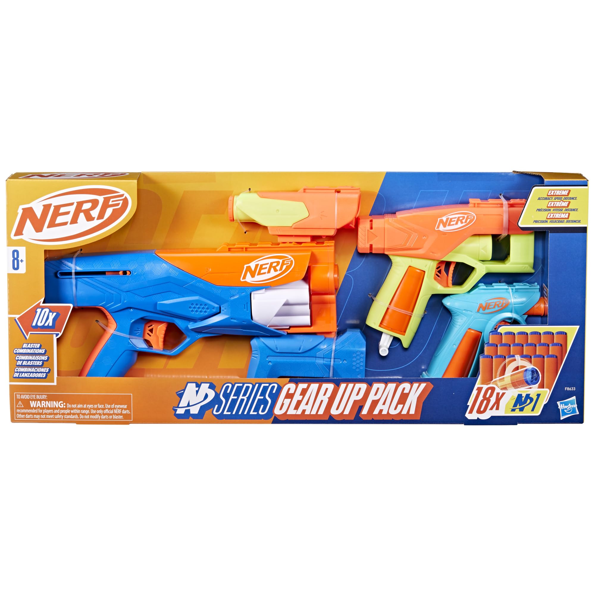 NERF N Series Gear Up Pack - 3X Blasters with 18 N1 Darts | Compatible with N Series Blasters Only | Perfect Gift for Kids Ages 8+ | Outdoor & Backyard Games | Birthday Party & Team Play Fun