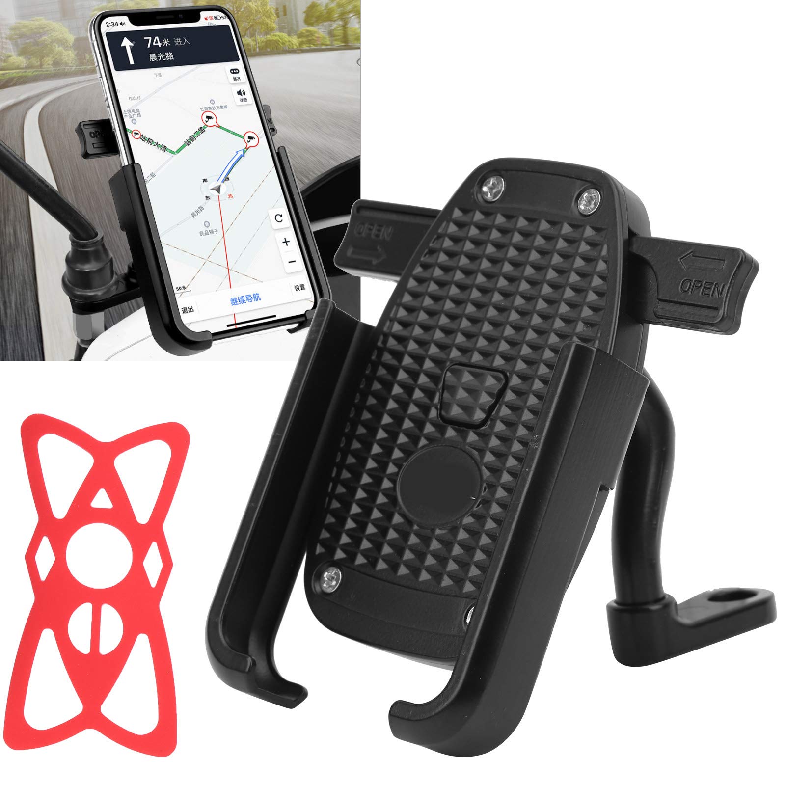 ENZZ Unbreakable Aluminum Phone Holder - Universal Car & Motorcycle Phone Mount Stand - Durable Mobile Phone Bracket for iPhone Samsung - Perfect for Commuting, Road Trips & Delivery Riders