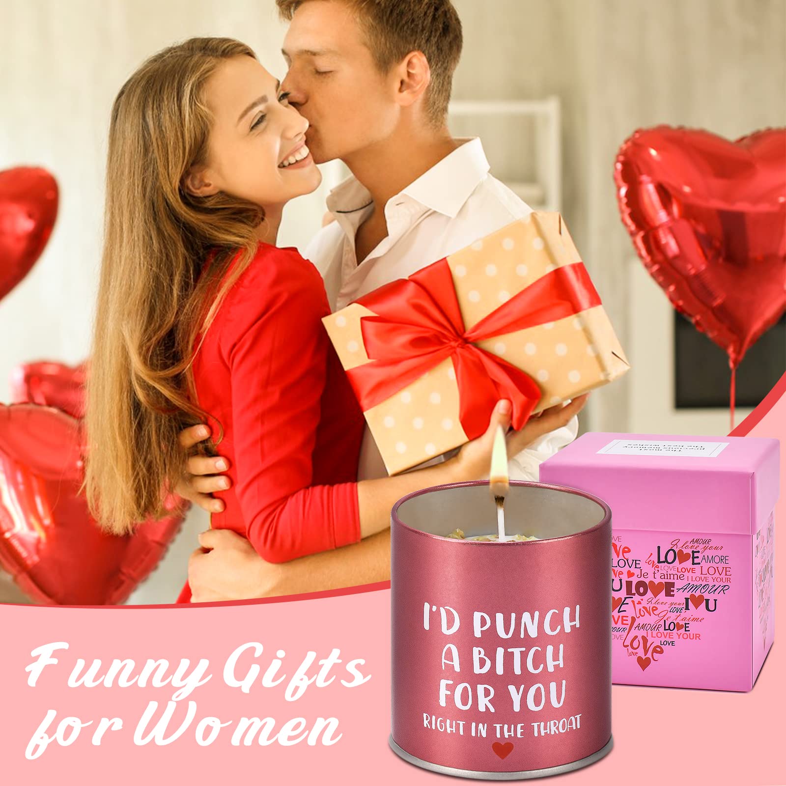 9oz Scented Candle Gift Set for Women - Funny Aromatherapy Candles for Mom, Wife, Girlfriend - Perfect for Mother's Day, Valentine's Day, Anniversary & Christmas Gifts - Home Decor & Relaxation (Pink)