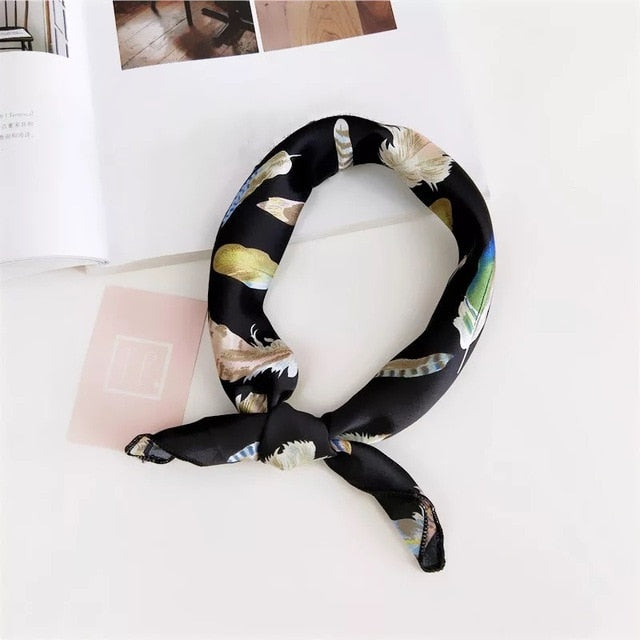 50x50cm Luxury Silk Scarves for Women - Soft Hair Tie, Neckerchief, Foulard & Muffler - Elegant Small Square Scarf for Office, Party & Travel Accessories