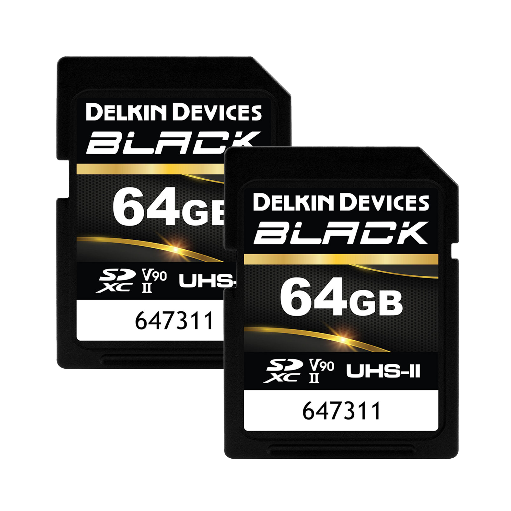 Delkin Devices 64GB UHS-II SDXC Memory Card - 2 Pack High-Speed Black SD Cards for DSLR, Mirrorless Cameras & 4K Video Recording