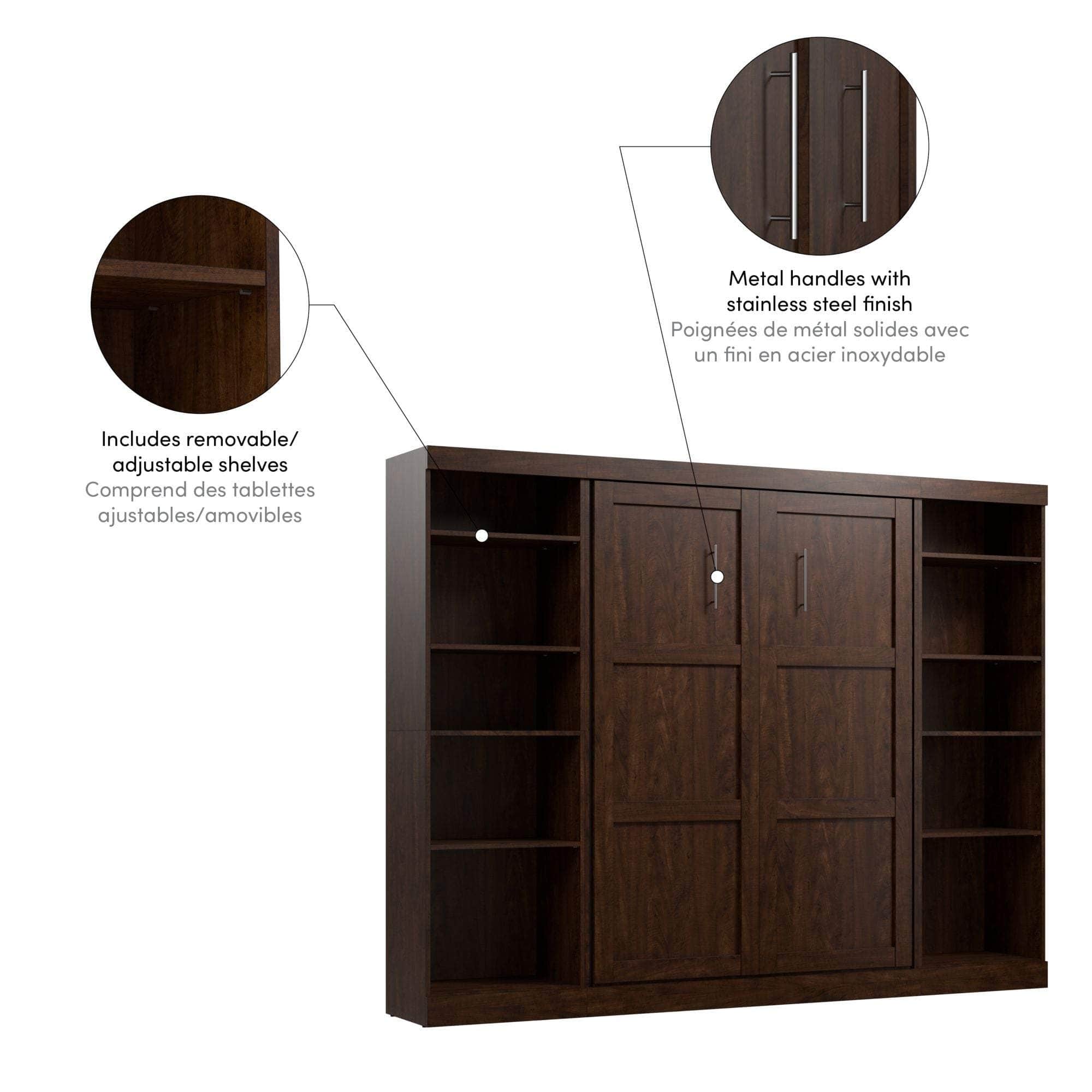 Space-Saving Full Murphy Bed with 2 Storage Units (109W) - 7 Color Options for Home, Office, or Guest Room Use