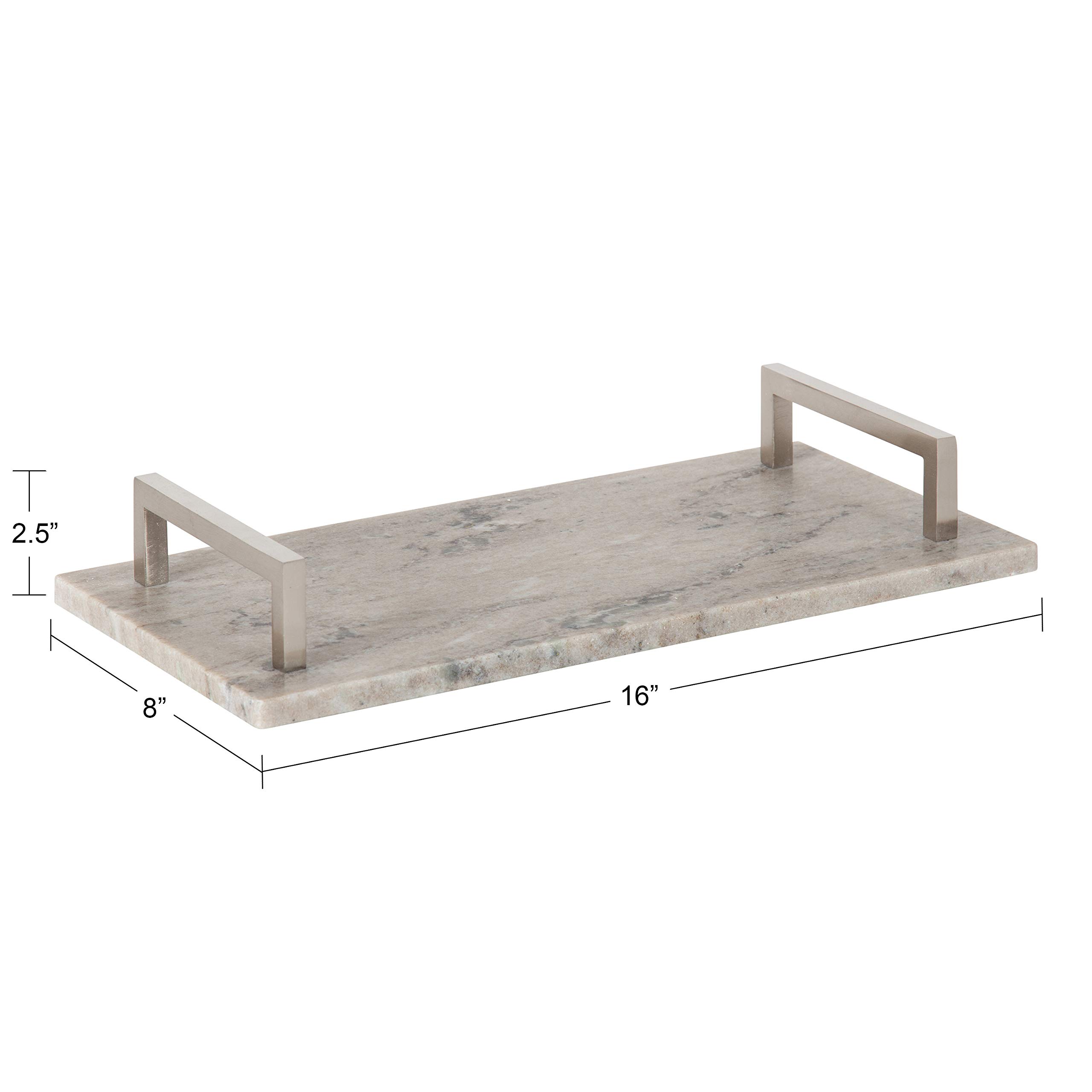 Kate & Laurel Graycott Modern Marble Tray 8x16 Inches - Beige Decorative Serving Tray for Vanity, Ottoman, Coffee Table | Elegant Home Decor & Gift Idea