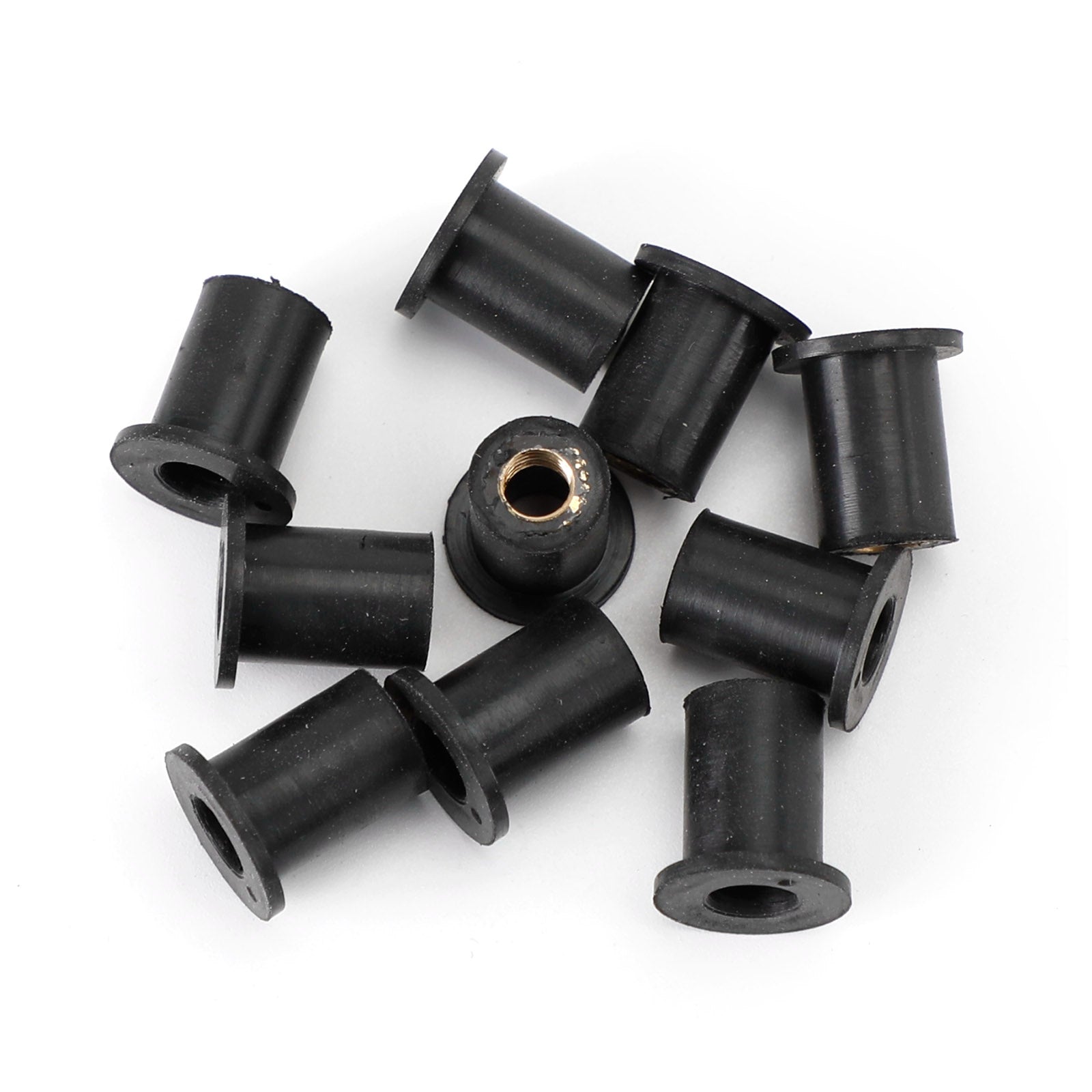 10-Pack M5 Rubber Well Nuts for Windscreen & Fairing - 5mm Insert Fits 10mm Hole - Motorcycle, Automotive, and Marine Fastening Solutions