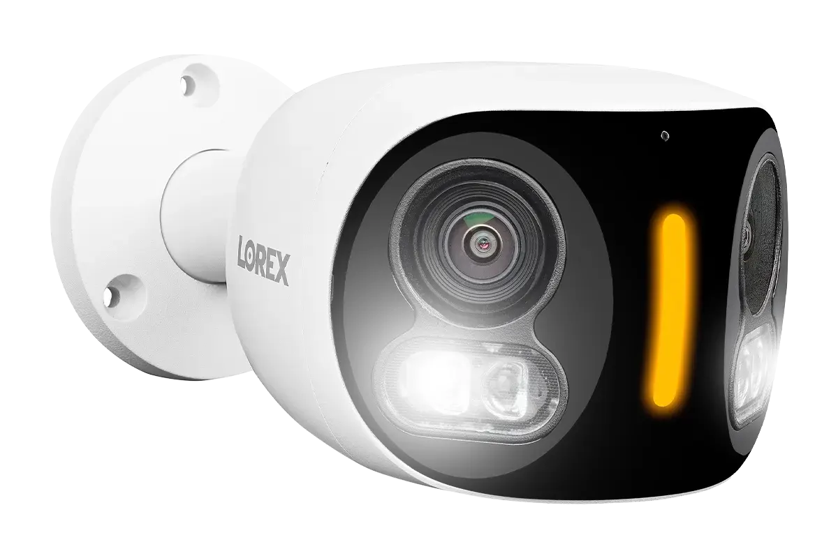Lorex 4K Ultra HD Dual Lens Wi-Fi Security Camera with Smart Motion-Activated LED Lighting - Indoor/Outdoor Home Surveillance & Night Vision Monitoring for Enhanced Security