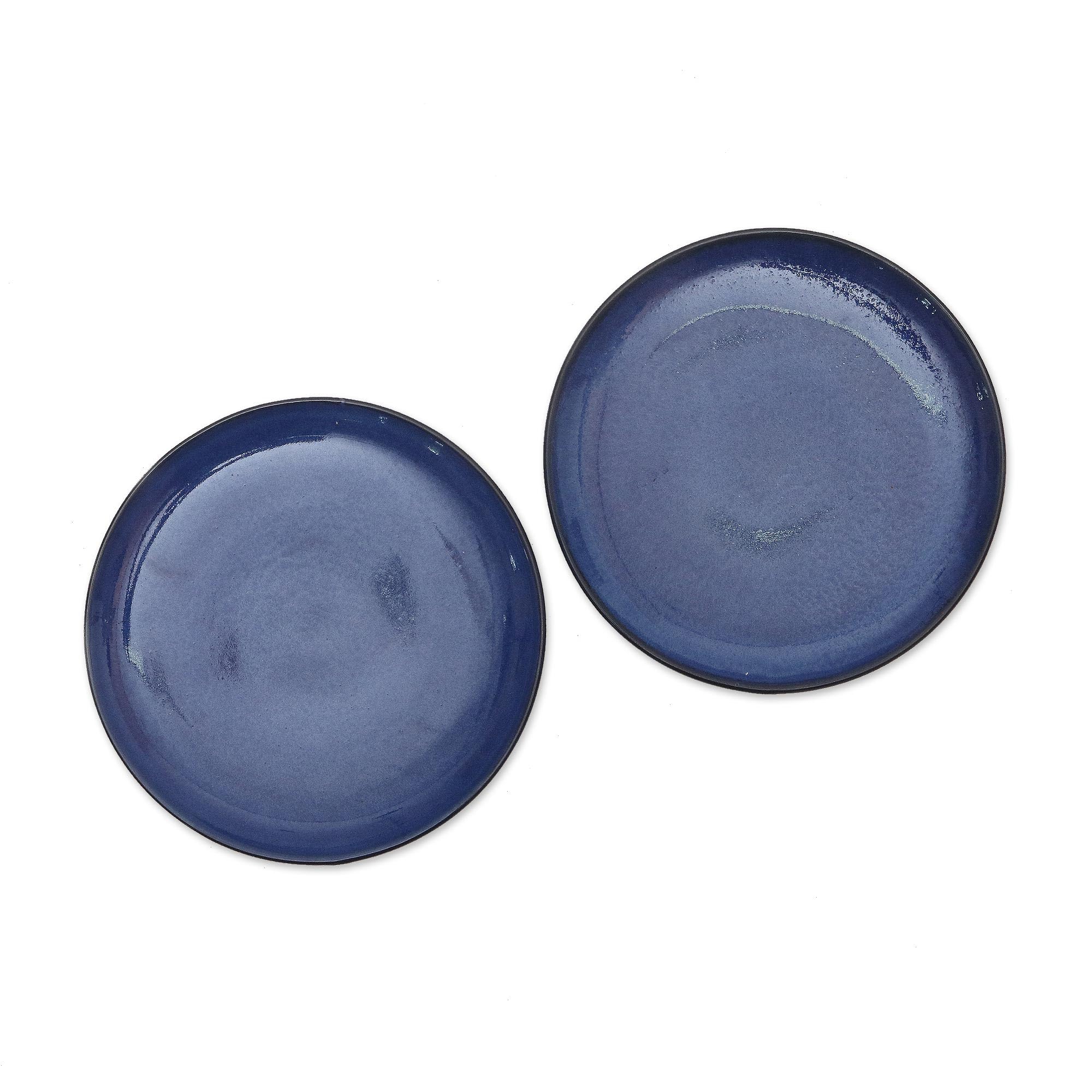 Handmade Ceramic Salad Plates - Bali Blue Dinnerware Set for Dining & Decor