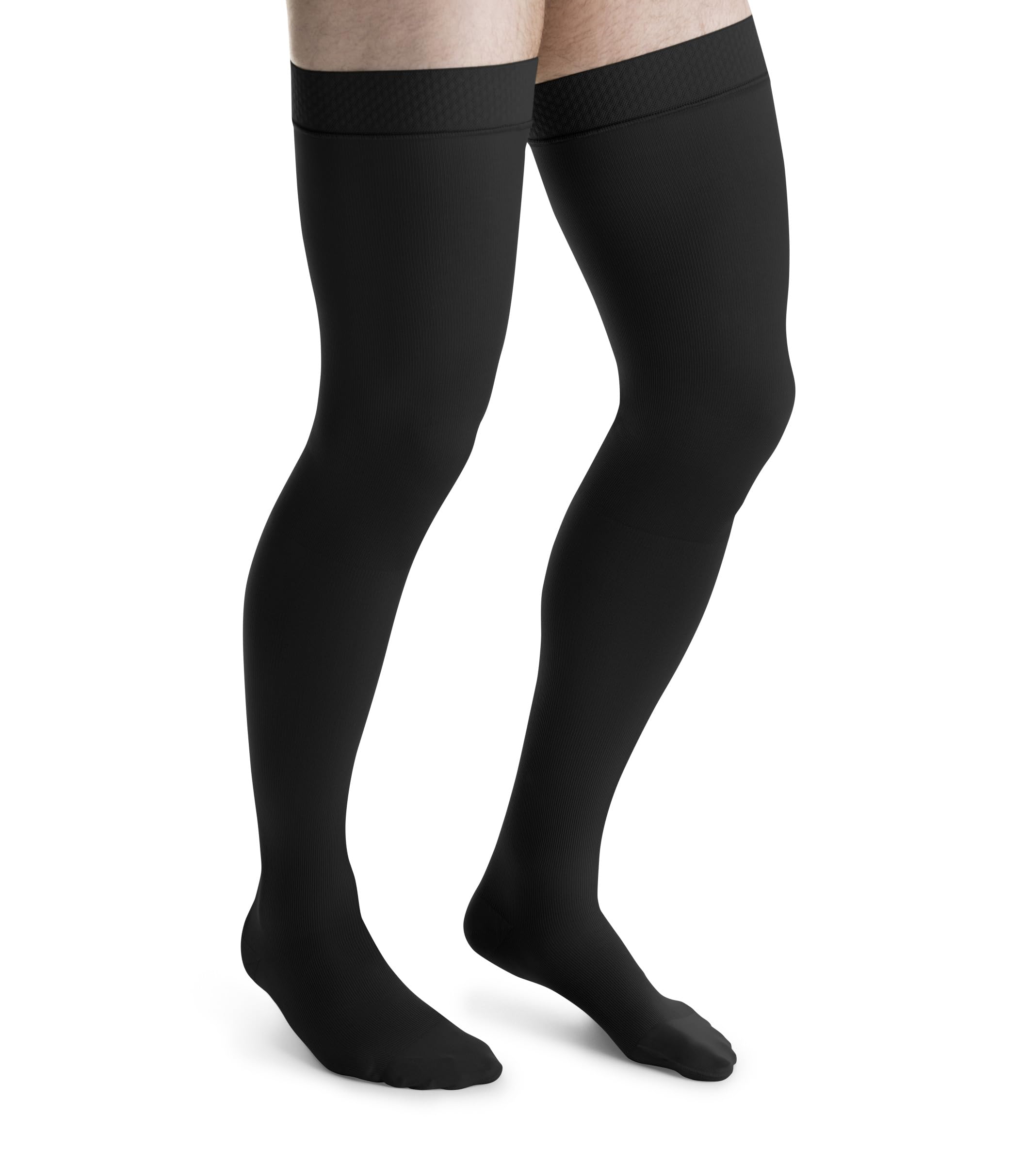 JOBST for Men Thigh High 30-40 mmHg Compression Stockings - Ribbed Dress Socks, Closed Toe, Medium, Black - Ideal for Varicose Veins, Edema & Long Hours Standing at Work