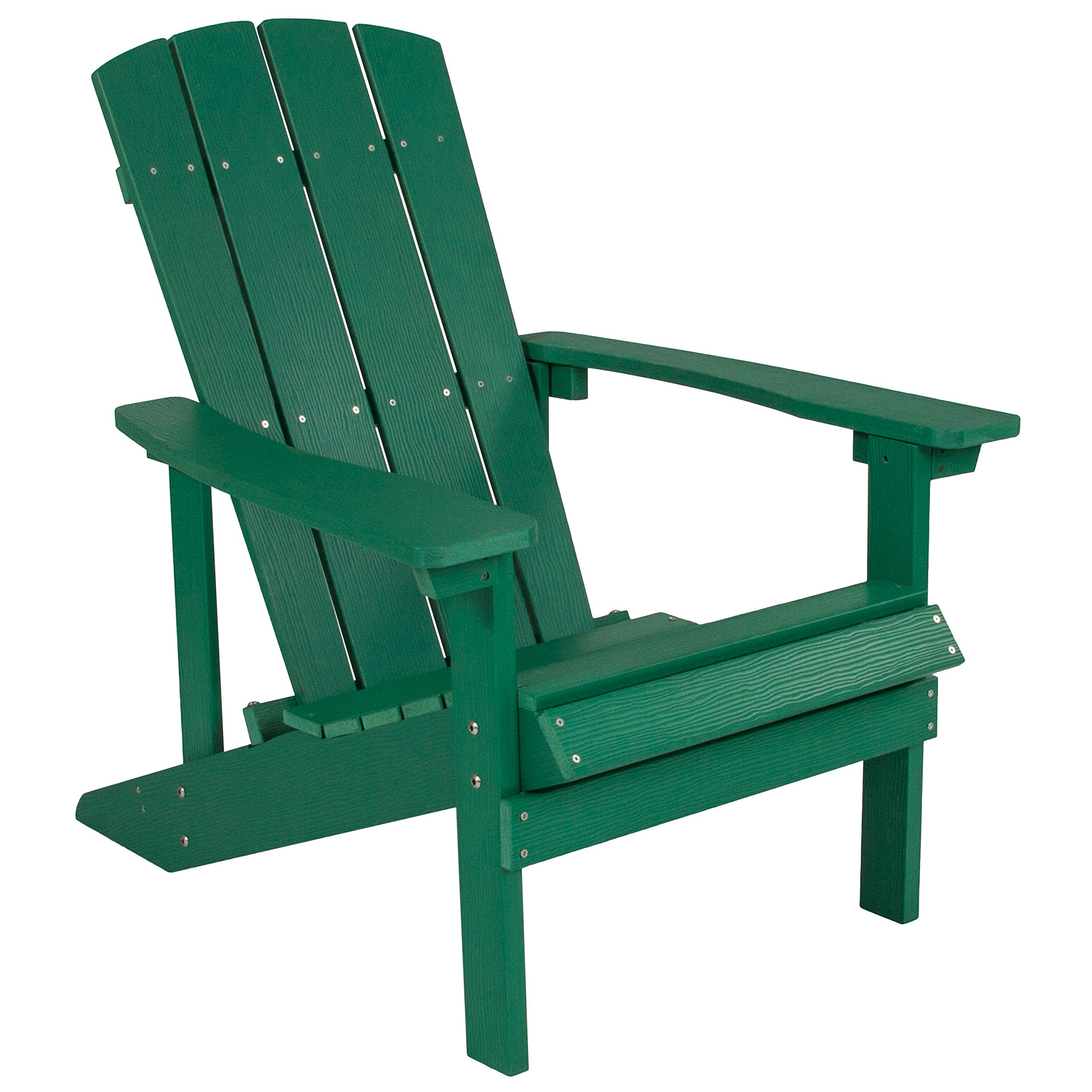 Merrick Lane Riviera Adirondack Patio Chairs - Weather-Resistant Green Outdoor Furniture with Vertical Back & Wide Arms - Comfortable Slanted Seat Design - Perfect for Poolside, Garden, and Backyard Relaxation