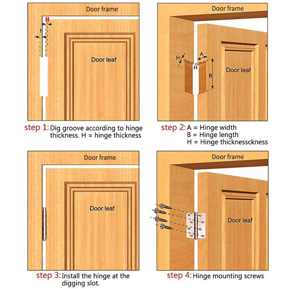 Stainless Steel Ball Bearing Folding Butt Hinges (2Pcs) - Heavy Duty Door Hinges for Home, Cupboard, Cabinet, Window & Furniture - Perfect for Smooth Swing & Quiet Operation in Kitchen, Bathroom & Office Spaces
