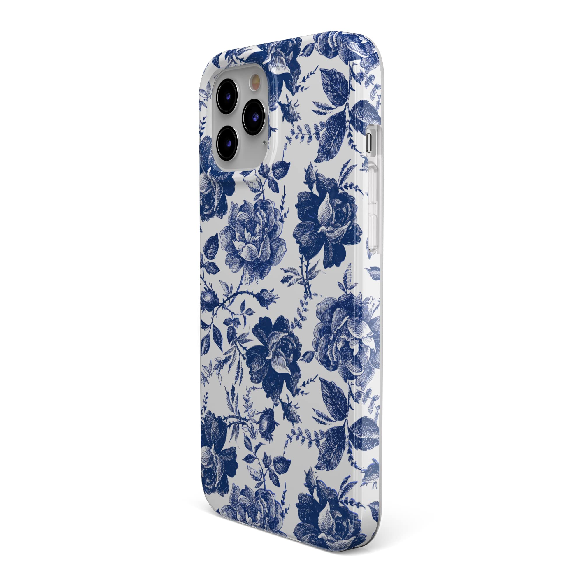 Casely iPhone 11 Pro Max Case Floral Design - Rose to Fame Coquette Blue & White Rose Phone Cover | Slim Protective Case for Women, Girls | Perfect for Everyday Use, Work & Travel