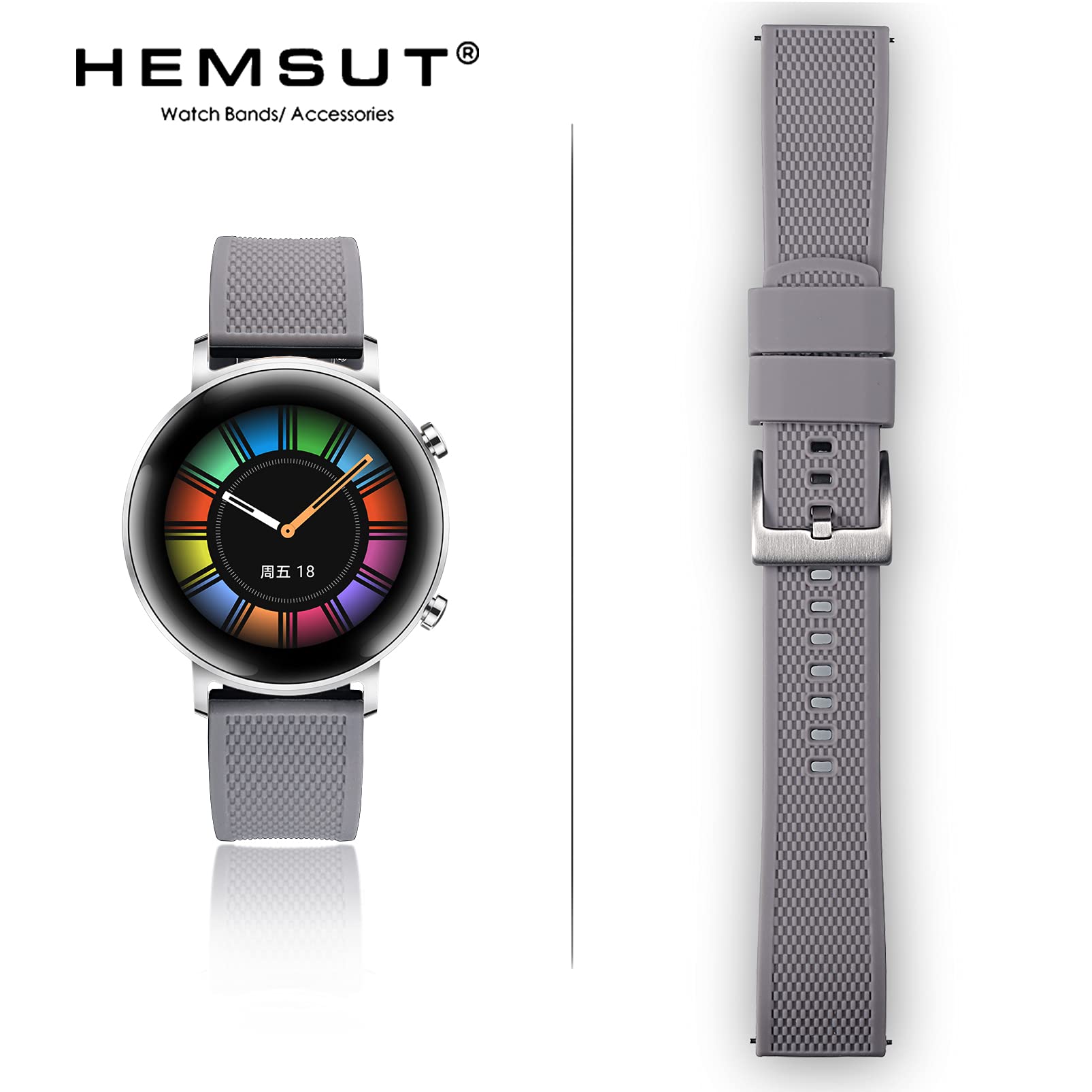 Hemsut Silicone Watch Bands - 18mm 20mm 22mm Quick Release Rubber Strap for Men & Women - Soft Durable Replacement Band - 10 Color Options - Perfect for Sports, Fitness & Everyday Wear