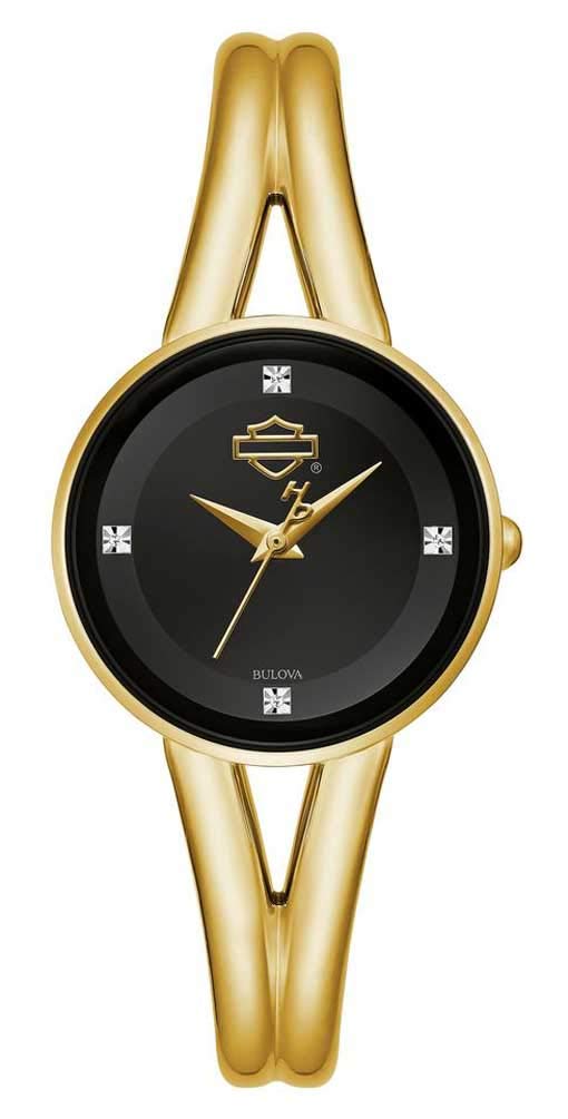 Harley-Davidson Women's B&S Logo Gold-Tone Diamond Stainless Steel Watch 77P100 - Stylish & Durable Timepiece for Motorcycle Riders & Fashion Enthusiasts