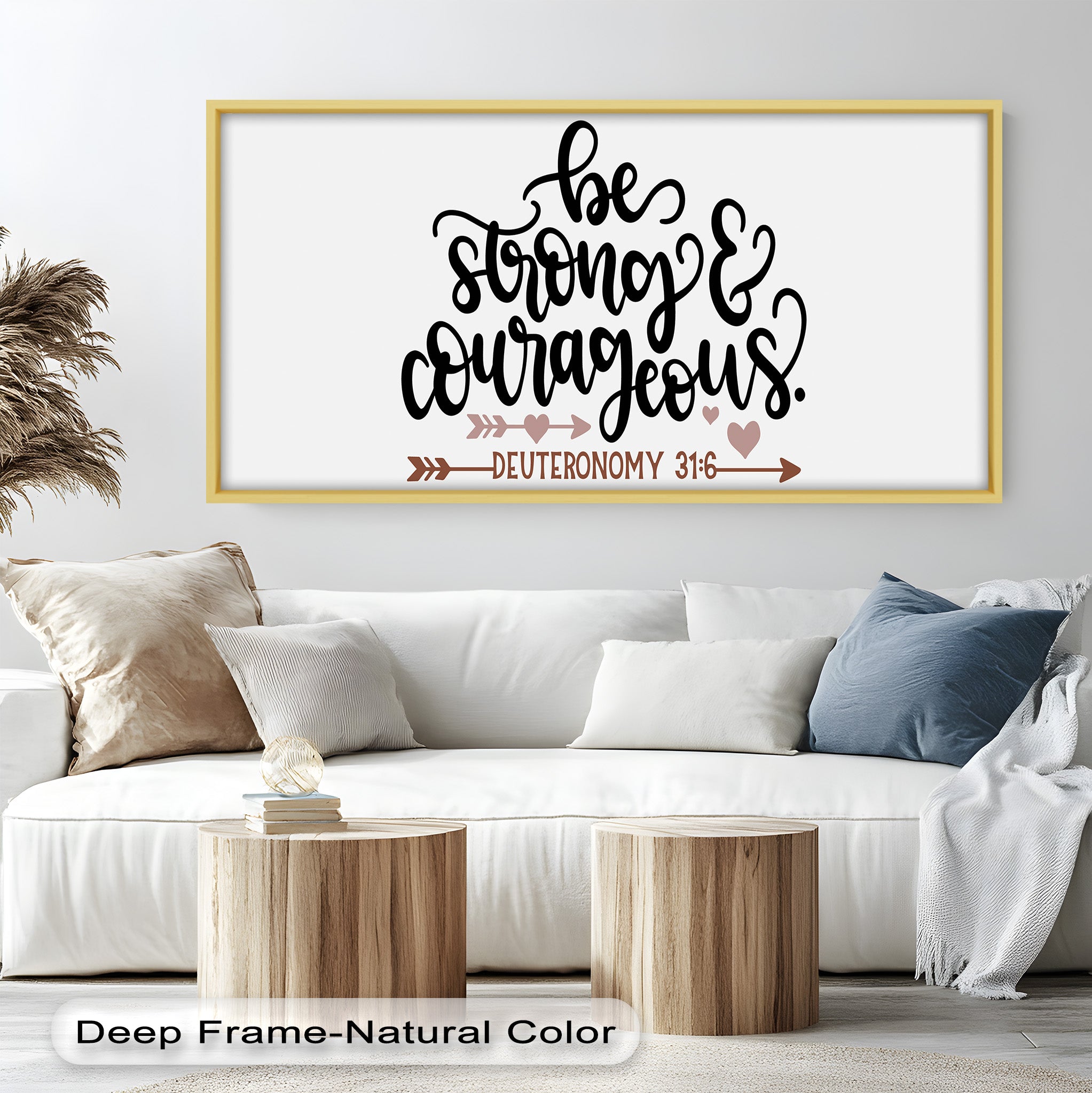 Be Strong & Courageous - Deuteronomy 31:6 Bible Verse Oil Painting - Inspirational Christian Wall Art for Home, Church & Office Decor
