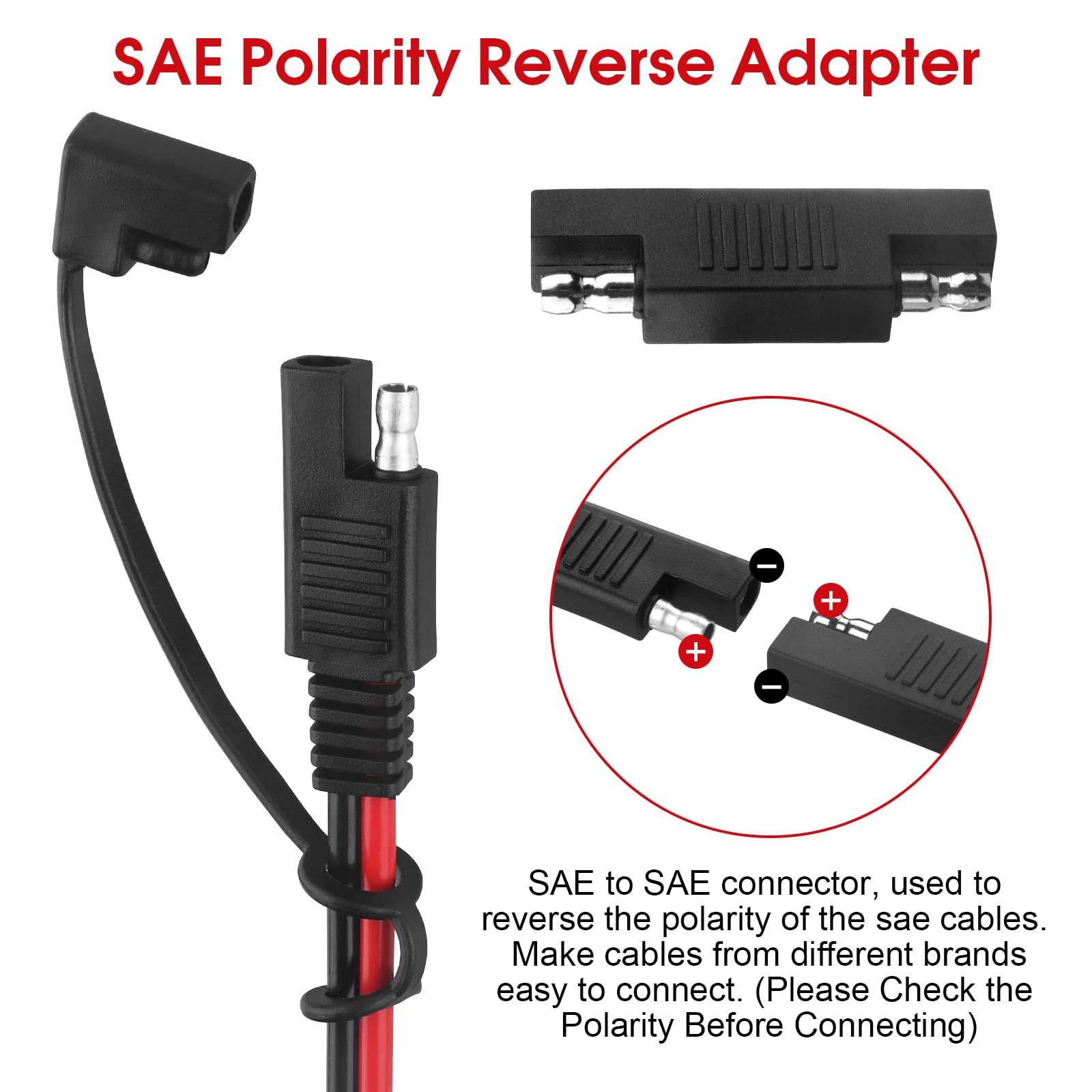 8mm DC Female to SAE Connector Adapter with 14AWG Cable (6Ft) - Solar Panel, RV, Portable Power Station Compatible - Perfect for Off-Grid Power & Emergency Backup