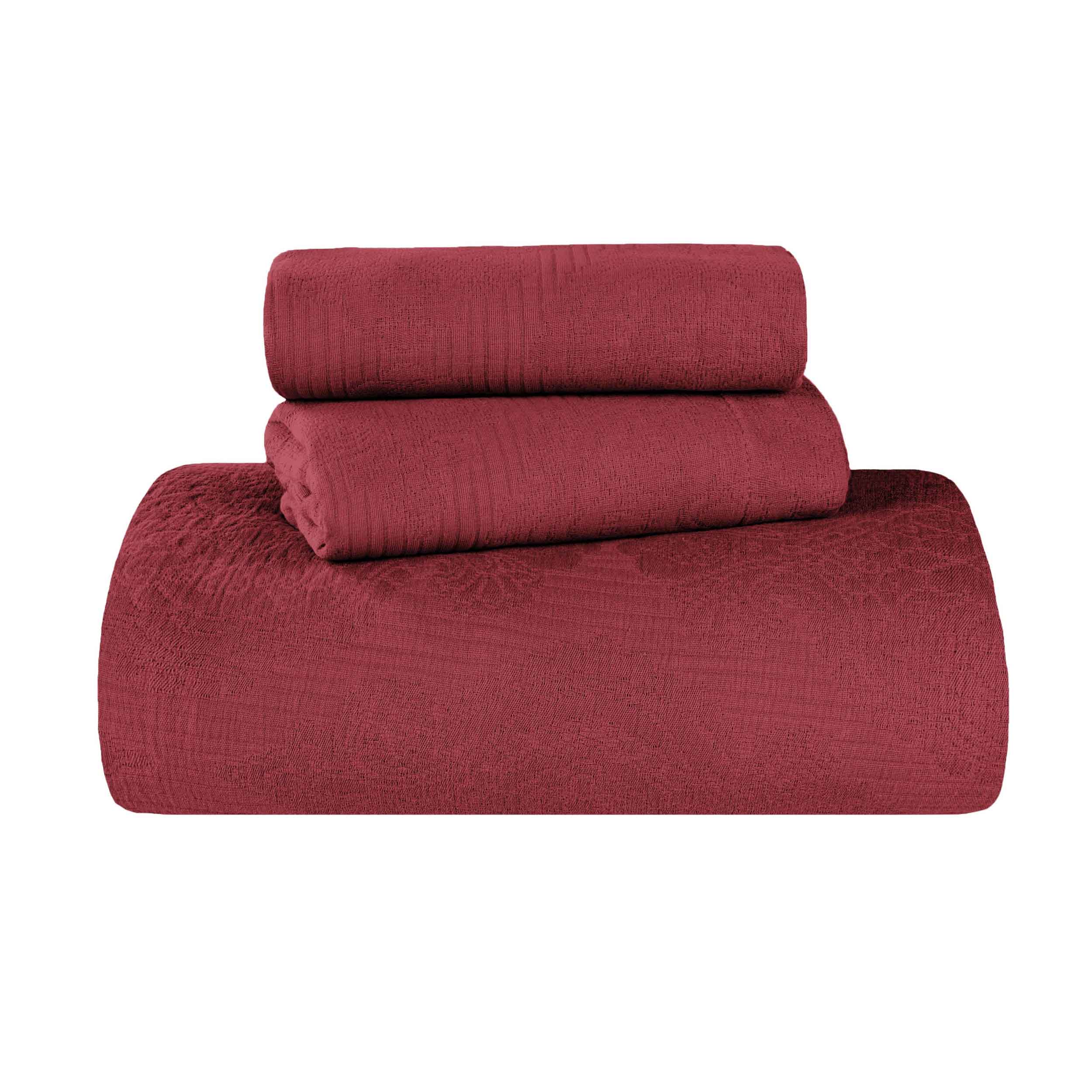 Victory Cotton Matelasse Bedspread Set with Scrolling Medallion Design - Lightweight & Breathable Queen Size Bed Cover - Perfect for Master Bedroom, Guest Room & Luxury Hotel Decor