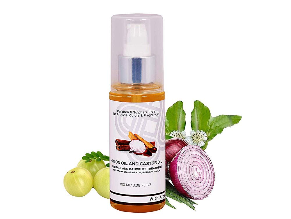 Teal & Terra Hair Growth Oil with Onion, Castor, Argan & Jojoba Oils - Anti Hairfall & Dandruff Treatment - Bhringraj & Amla Enriched - Vitamin E Infused - Lightweight Hair Oil (100ml) - Perfect for Daily Scalp Massage & Damaged Hair Repair
