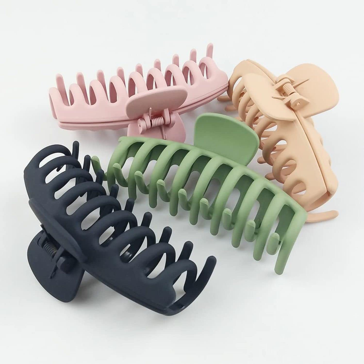 Minta 4-Pack Non-Slip Large Hair Claw Clips 4.3 Inch - Strong Hold Matte Plastic Hair Clamps for Women & Girls with Long Thick Hair - Perfect for Workouts, Beach, Office & Everyday Styling