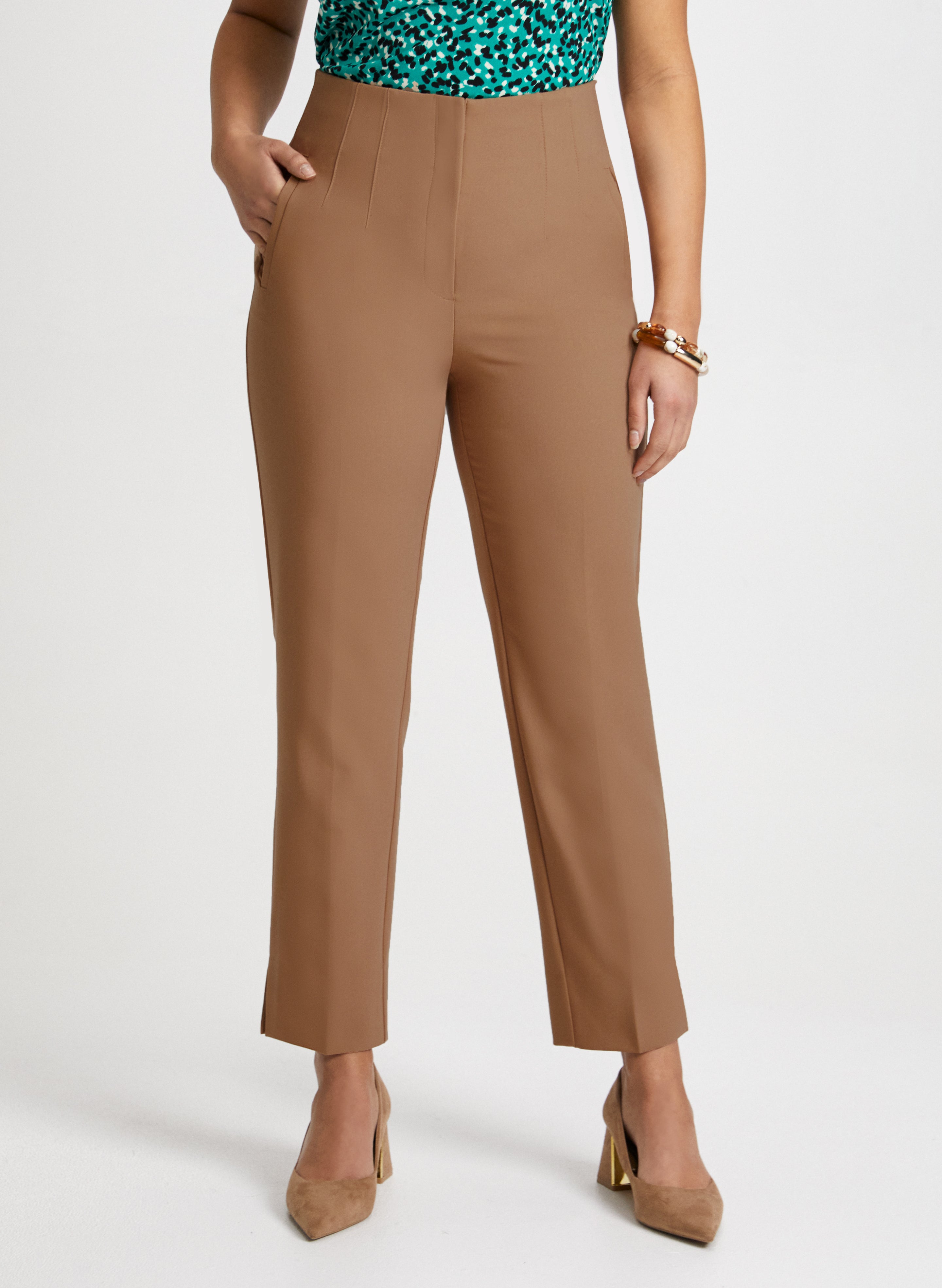 City Fit Slim Leg Pants for Women - High Waisted Stretch Trousers for Work & Casual Wear | Office, Travel & Everyday Comfort